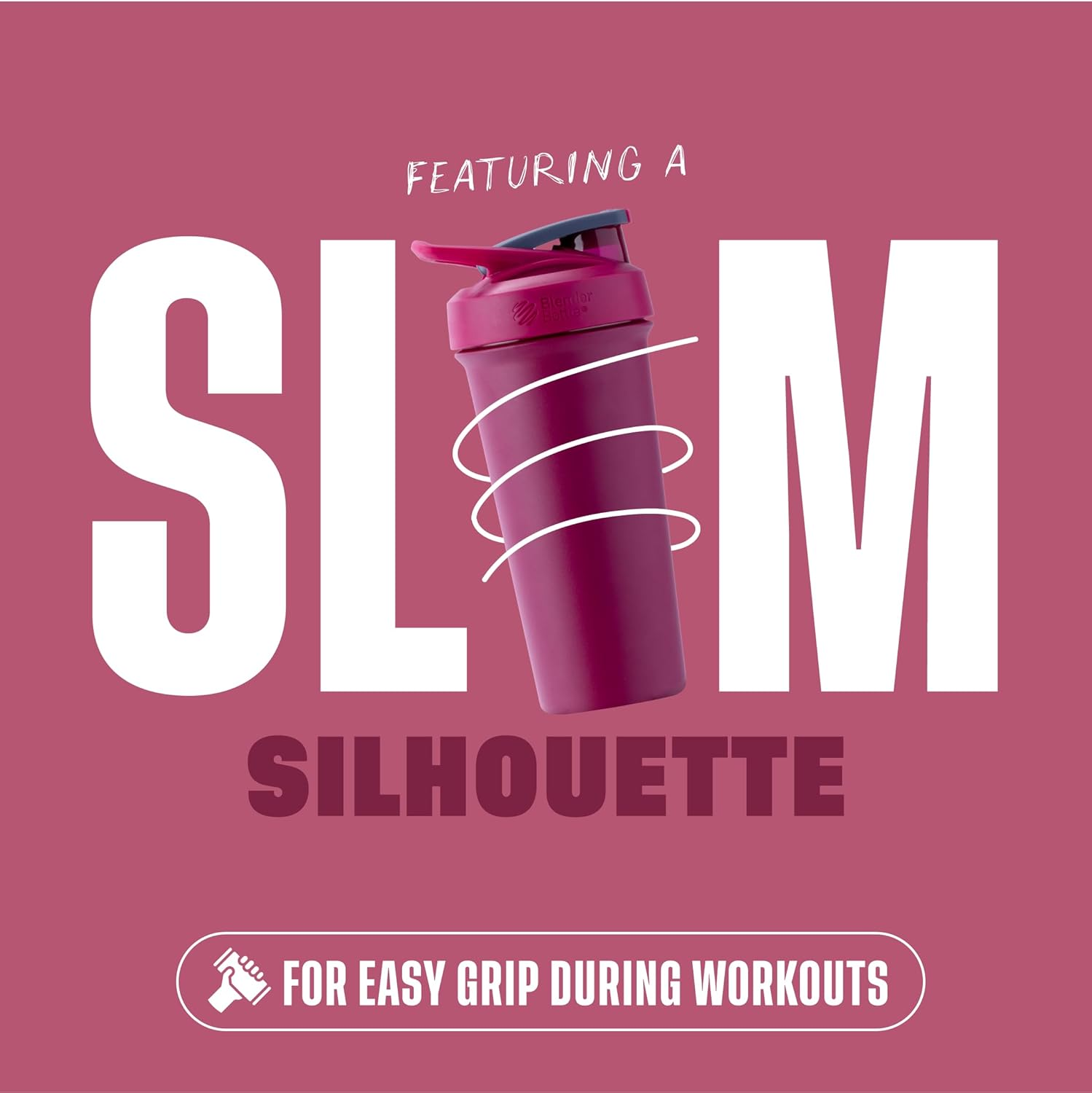 Blenderbottle Strada Sleek Shaker Cup Insulated Stainless Steel Water Bottle with Wire Whisk, 25-Ounce, Raspberry - Flamingo Ombre image number 3