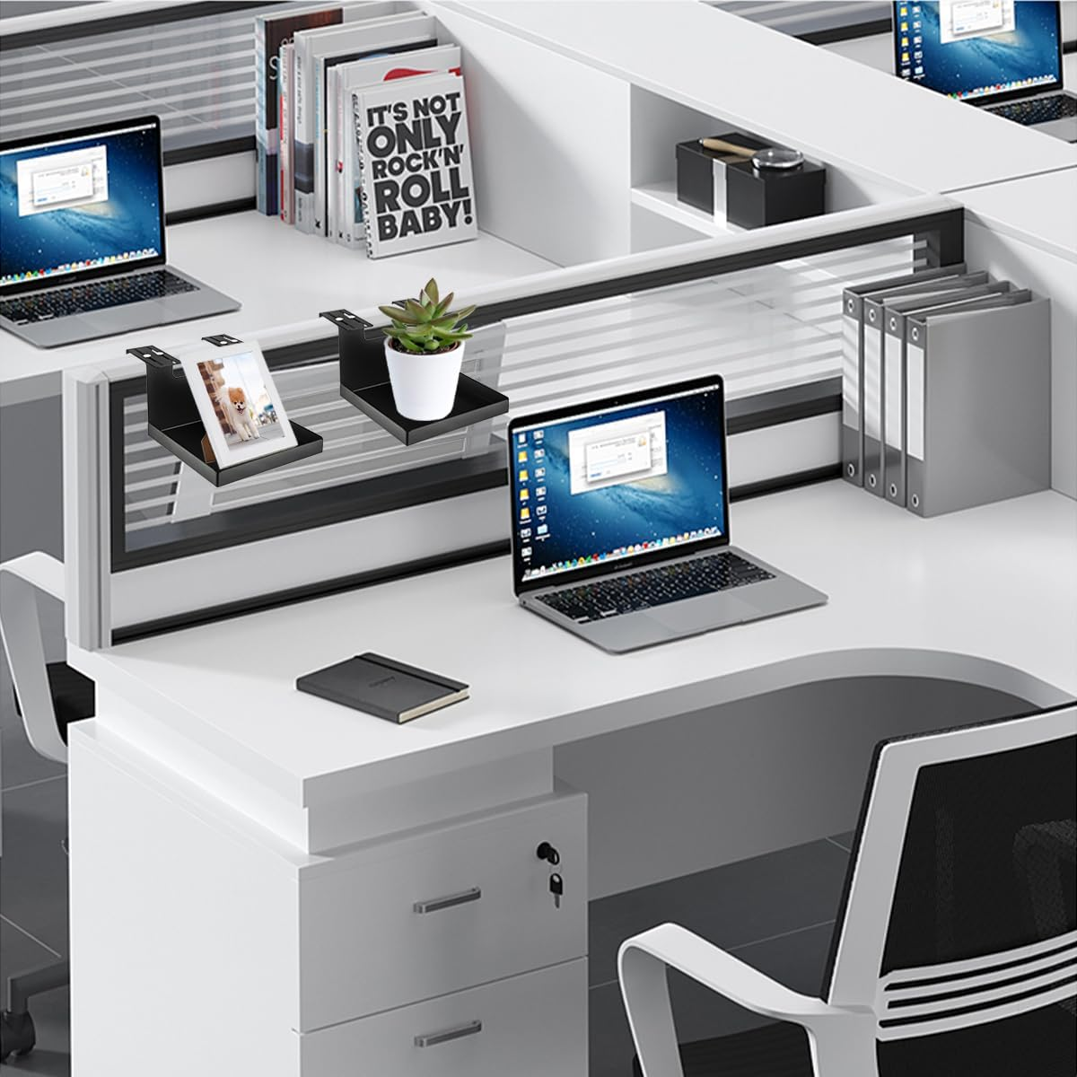 AKBFOX Office Small Cubicle Shelf Storage Organizer Floating Corner Rack Hanging Mini Shelf Adjustable Home Office Essentials for Small Planter Statue Decor Photo Frame 2 Pack image number 1