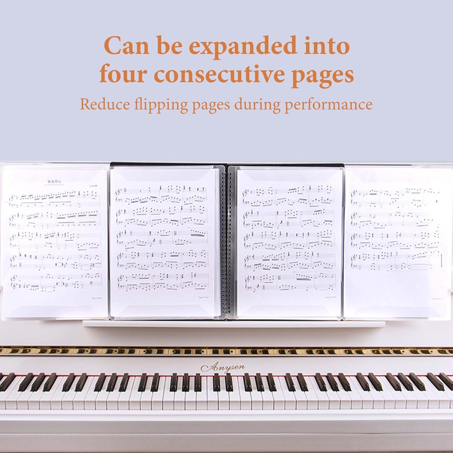 A4 Sheet Music Folder, 4 Page Expand, Writable Choir Folder, Music File Display Folder Presentation Binder for Piano Guitar Violin Paper Document Music Lovers Students Use image number 1