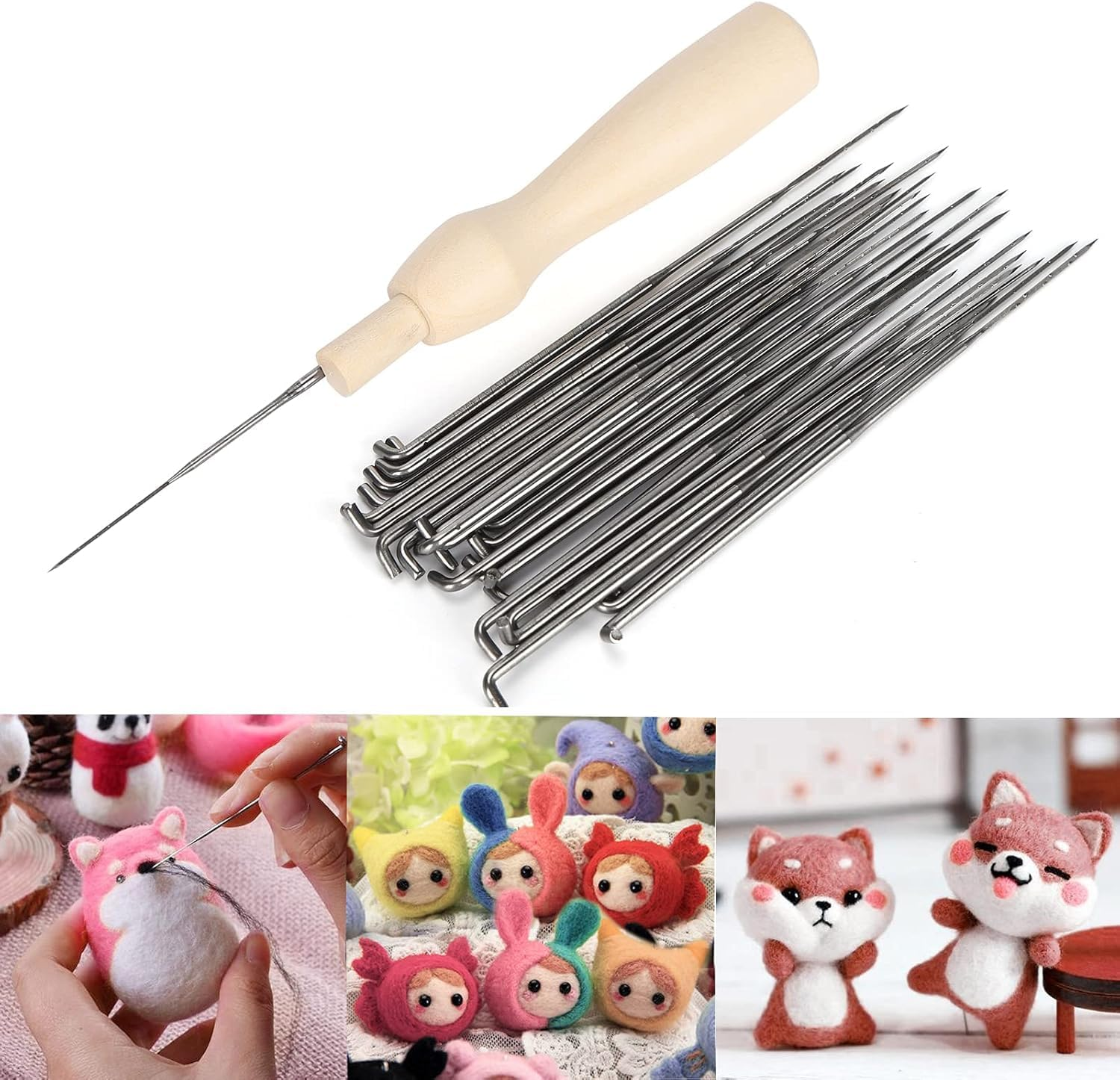 WADY Needle Felting Kit, Felting Needles Felting Tool Set 9Cm / 8.6Cm / 7.9Cm DIY Wool PIN with Storage Bottle for Making Felt Patterns for DIY and Craft (31PCS) image number 6