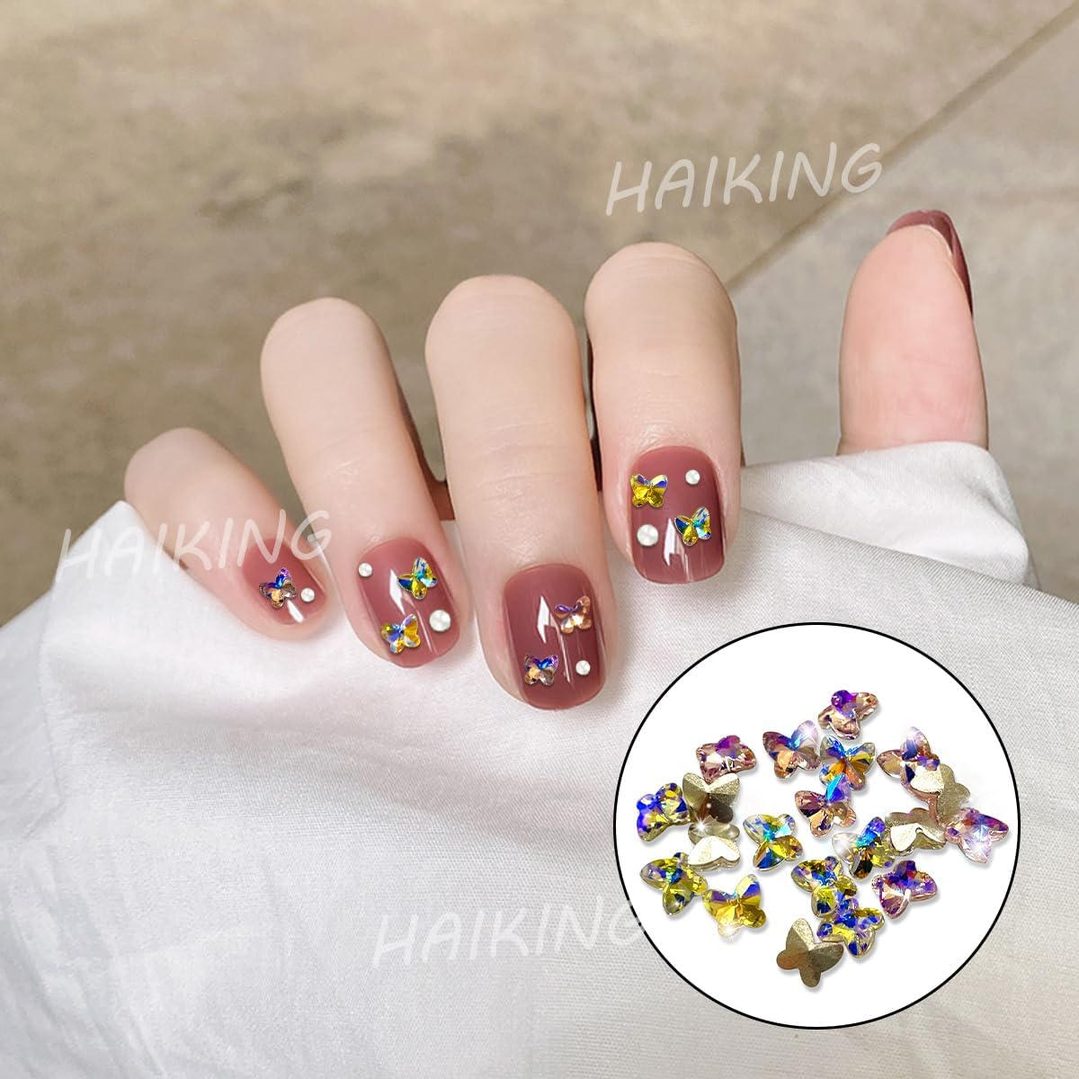 HAIKING 3D Nail Charms Decoration, 20 Pcs Butterfly Nail Art Decorations for Women, Girls, Home DIY Nail Art Supplies (2 Colors) image number 1