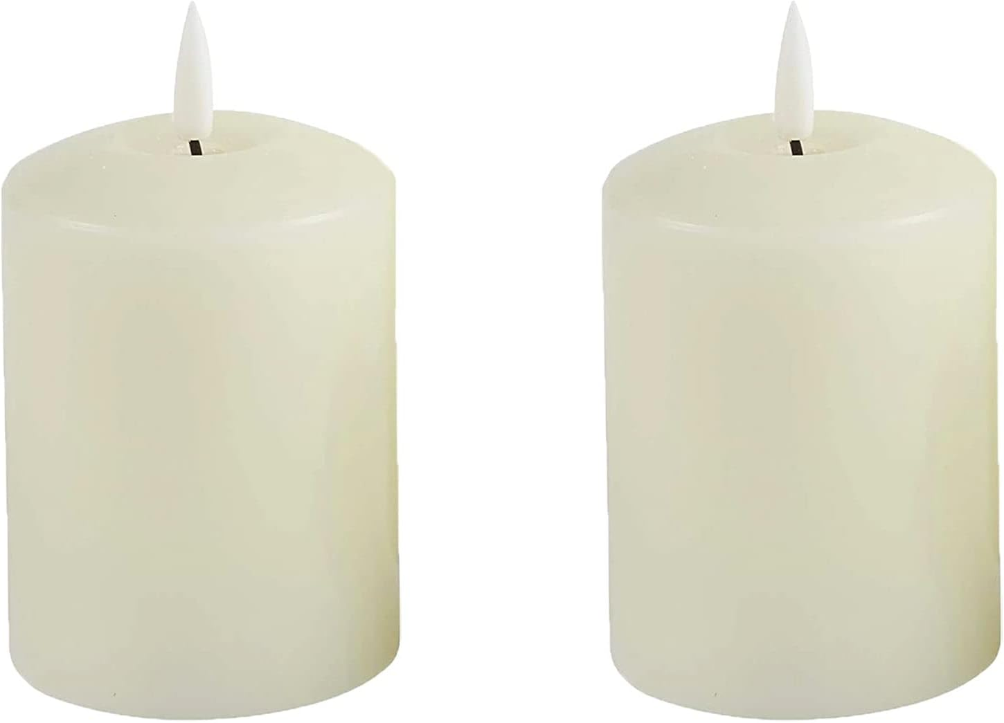 Set of 2 LED Ivory Wax Pillar Candles - 3 Size Options - 13.5Cm image number 3