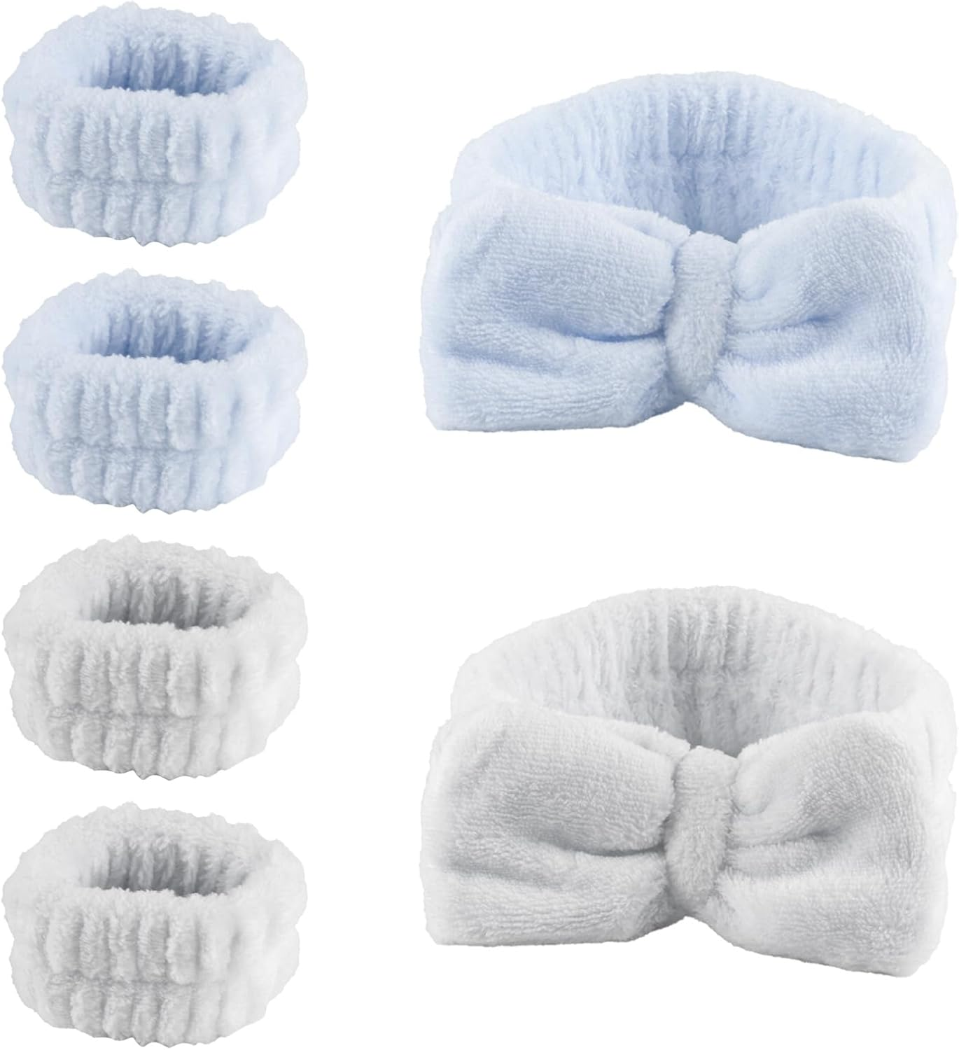 Pack of 6 Wrist Wash Bands & Make-Up Skincare Hairband Cosmetic Set, Elastic Face Wash Bracelets, Microfibre Makeup Sweatband Spa Face Headband for Women Yoga Skincare Products image number 5