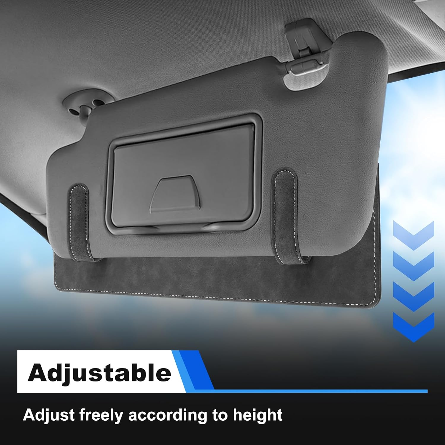 2Pcs Sun Visor Extender for Car, Window Shade, Extension Shade Attachment, Adjustable PVC Sunshade Blocker, Auto Accessories for Safe Driving (Black) - Black image number 2