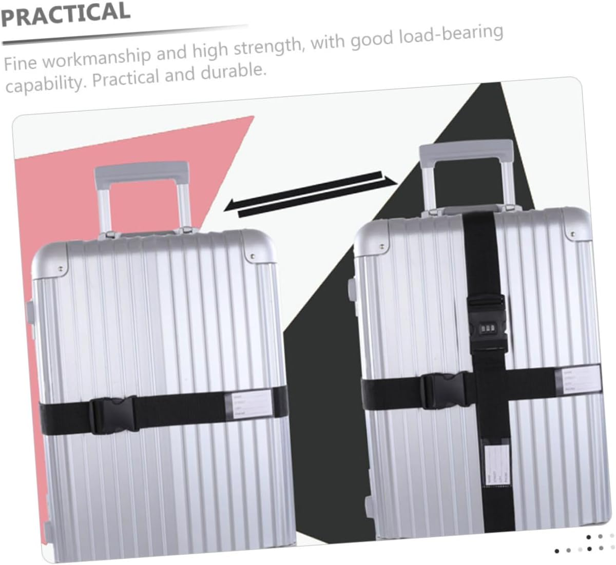 CTIRCHIU 5Pcs Adjustable Cross Luggage Straps Combination Lock Heavy Duty Suitcase Belts Travel Packing Tie down Straps for Secure Luggage in Black image number 5