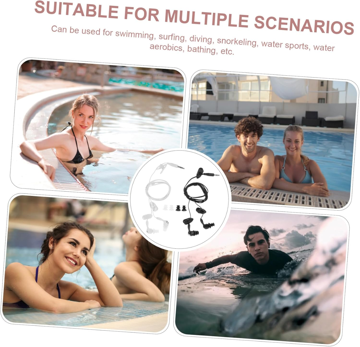 GARIOUANS Waterproof Mp3 Earphones for Swimming With-Ear Design and Ear Hook, 2Pcs Music Player Earphone for Diving, Shower, and Surfing image number 1