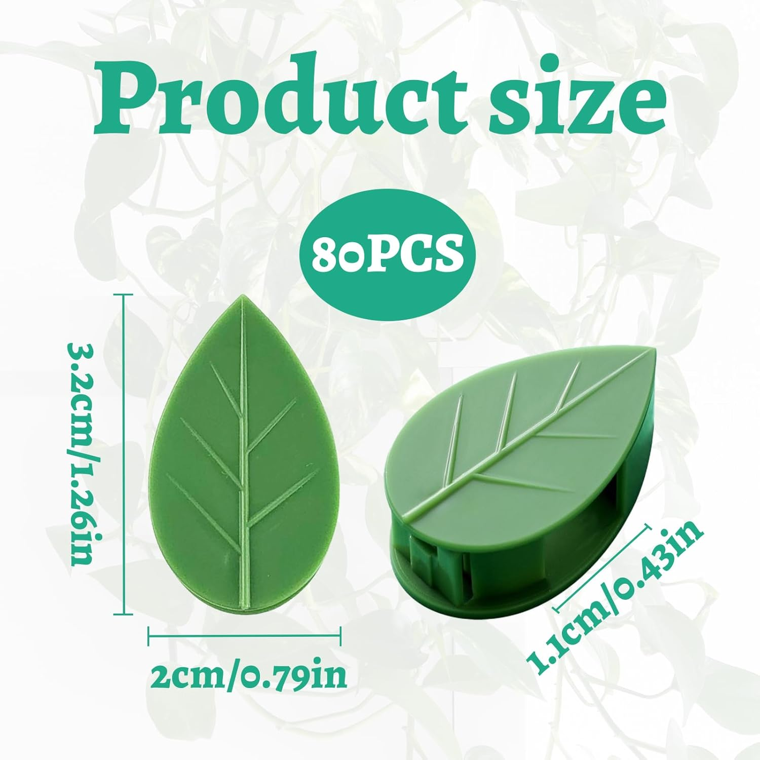 Plant Clips for Climbing Plants, 80 Pcs Plant Support Clips, Invisible Vines Plant Clip for Indoor Outdoor Green Leaf Simulation, Wall Planter Clips for Vines Grow Upright and Home Decoration
