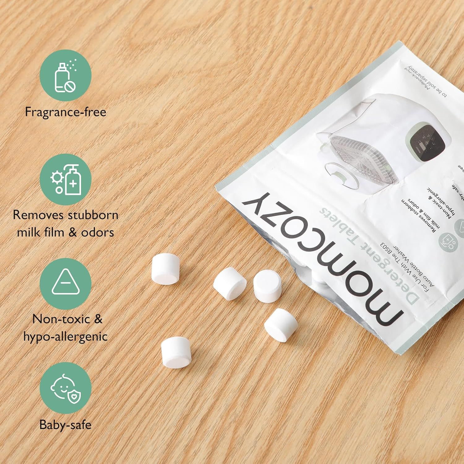 Momcozy Official Washing Block for Momcozy Kleanpal Pro Baby Bottle Washer, 120 Detergent Tablets image number 5