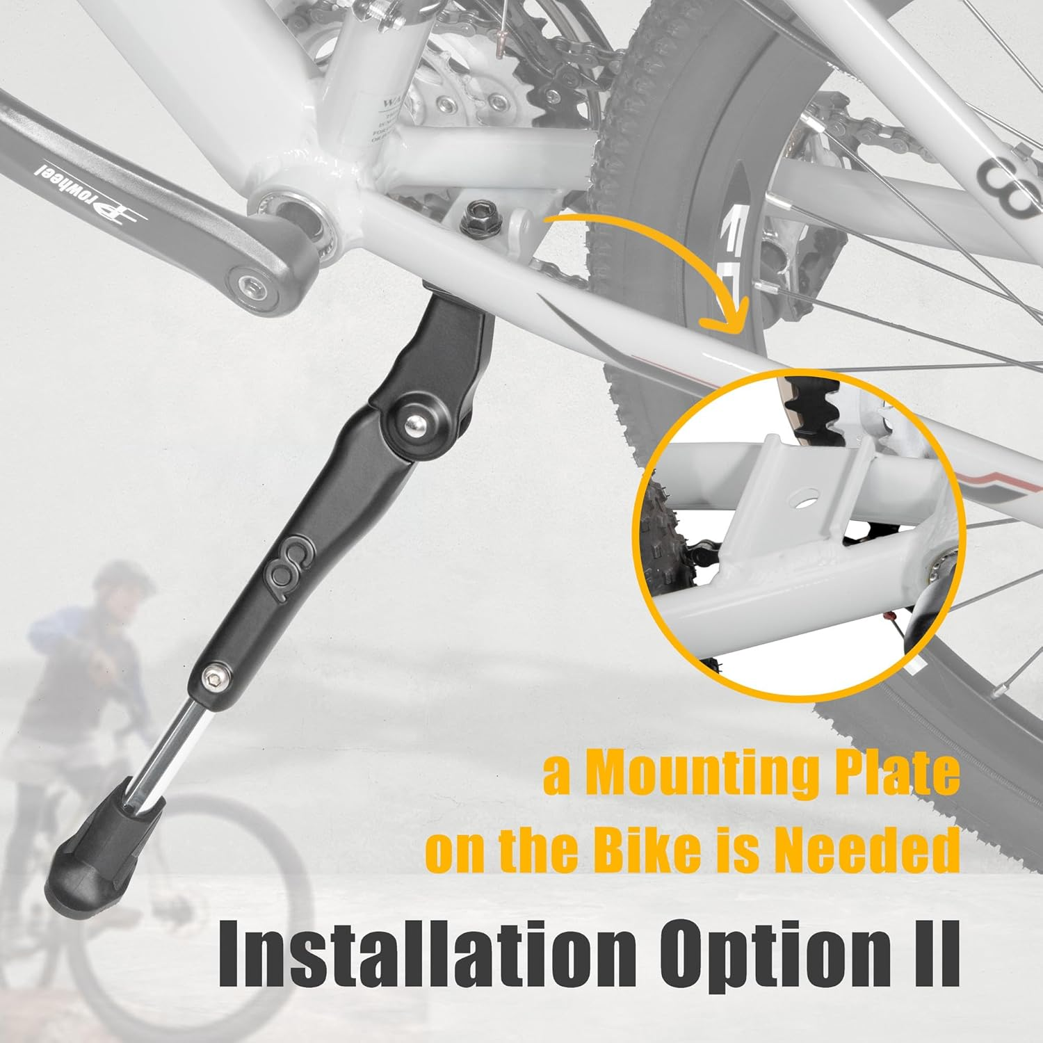 Cyclingdeal Adjustable Bicycle Kickstand Centre Mount Type - for MTB Hybrid Kids Bikes - Premium Aluminium Alloy with Rubber Pads Non-Slip Non-Scratch Design image number 2