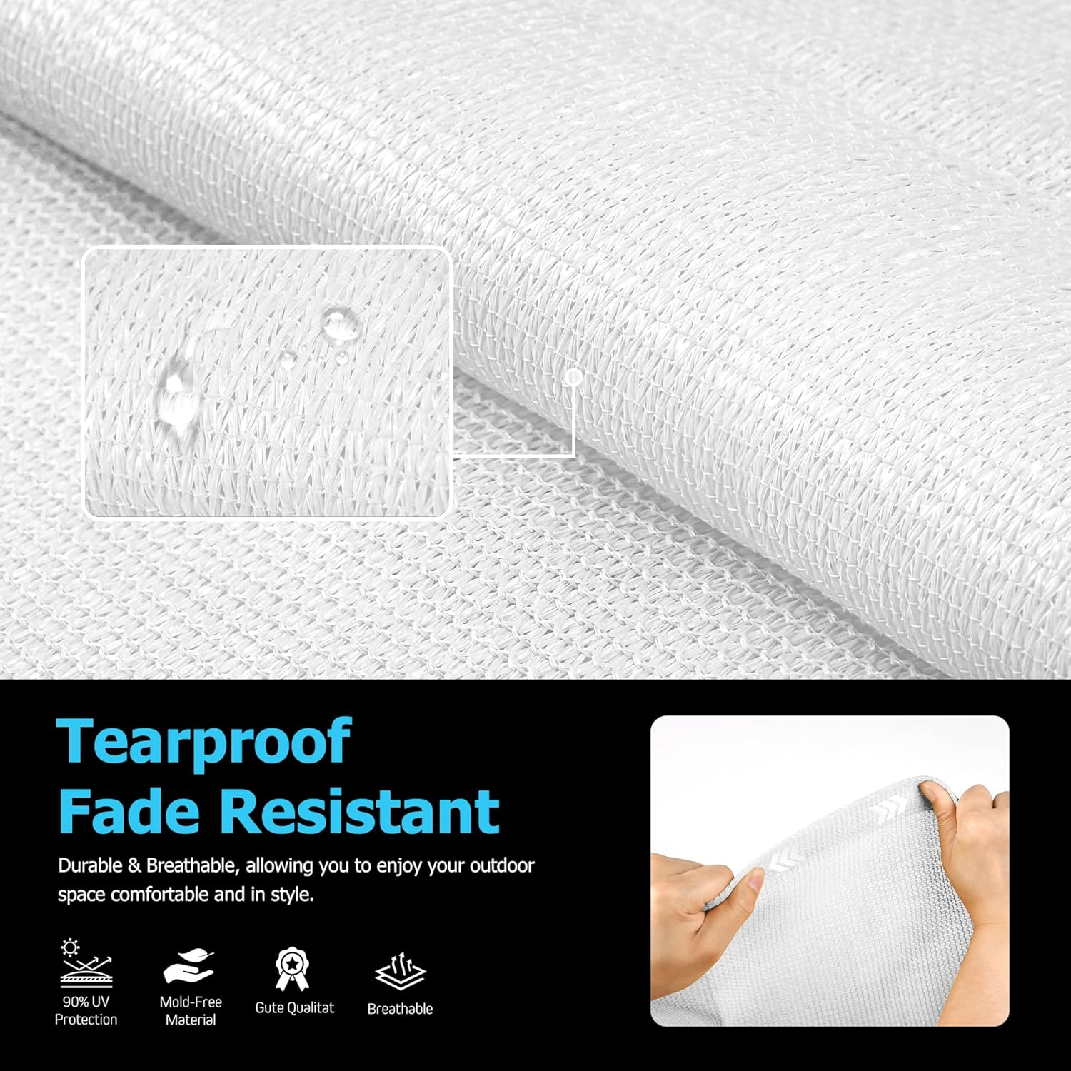 Lazblinds Outdoor Curtains for Patio, Waterproof Sunlight Blocking Vertical Drapes, UV Resistant outside Curtains with Stainless Grommet for Gazebo & Front Porch, White, 84Wx84L Inch image number 2