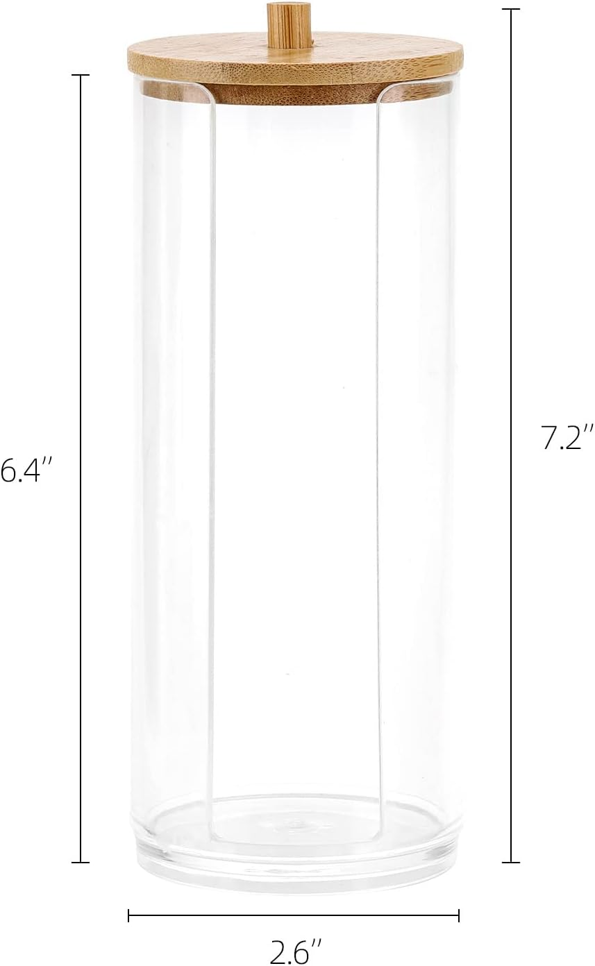 Tecbeauty Cotton Pads Holder Makeup Removers Pad Organizer Dispenser for Bathroom Storage - Bamboo Lid image number 4