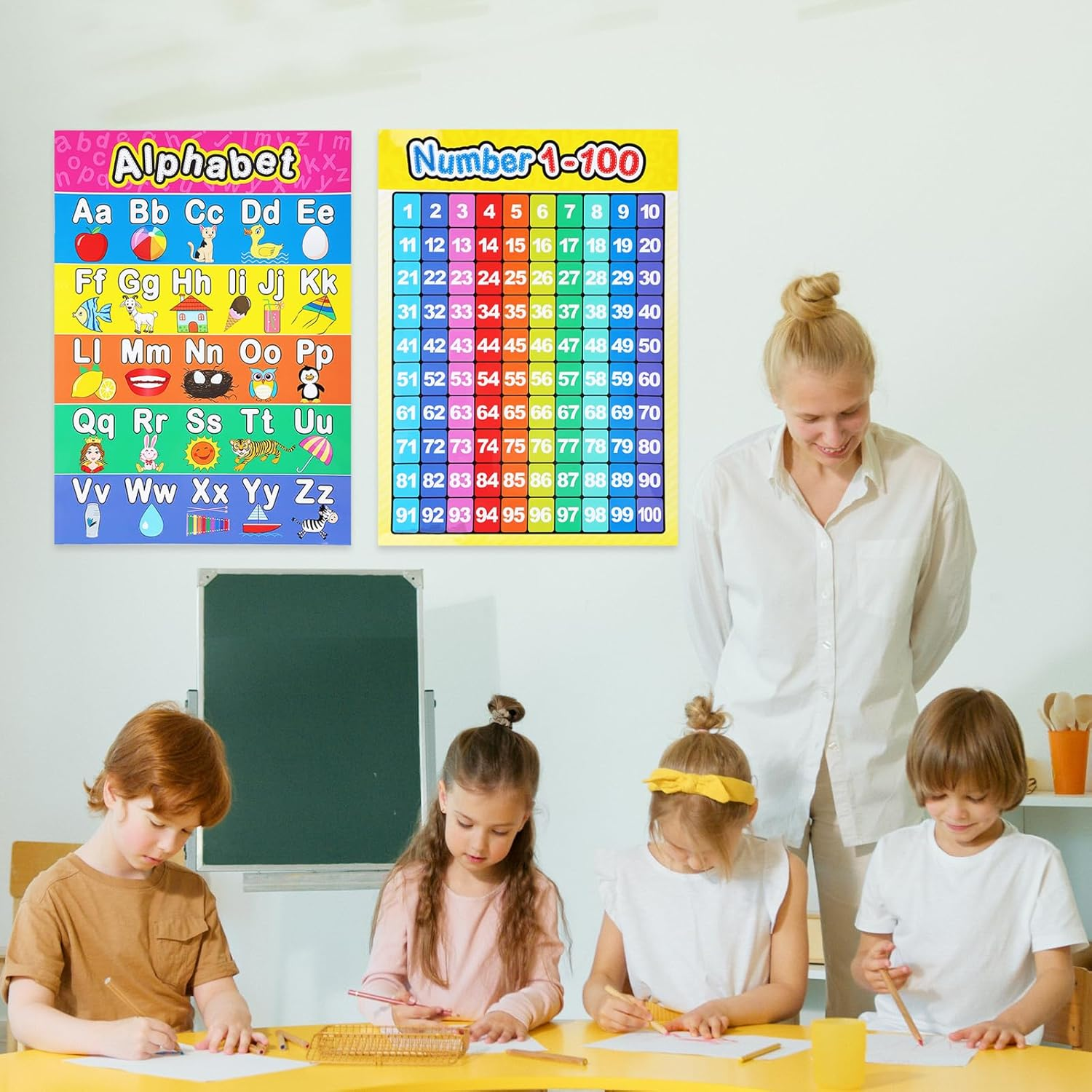 BLMHTWO 2 Pieces Educational Wall Charts Poster Number and Alphabet Posters for Kids Laminated Learning Chart for Toddlers Kindergarten Preschool Family Education,A3/17 X 12 Inch image number 3