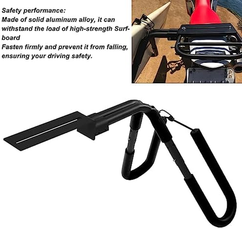 Moped Surfboard Rack, Adjustable Rotable Scooter Moped Bike Surf Board Carrier Removable Aluminum Alloy Rustproof Surfboard Bracket with 27PCS Accessories for Skis, Windsurfers (Black)