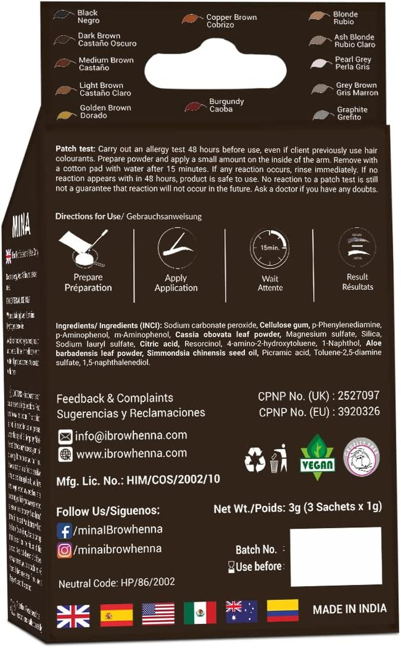 MINA Eyebrow Henna for Eyebrow Color and Tinting Kit Pack of (Pack of 3) image number 2