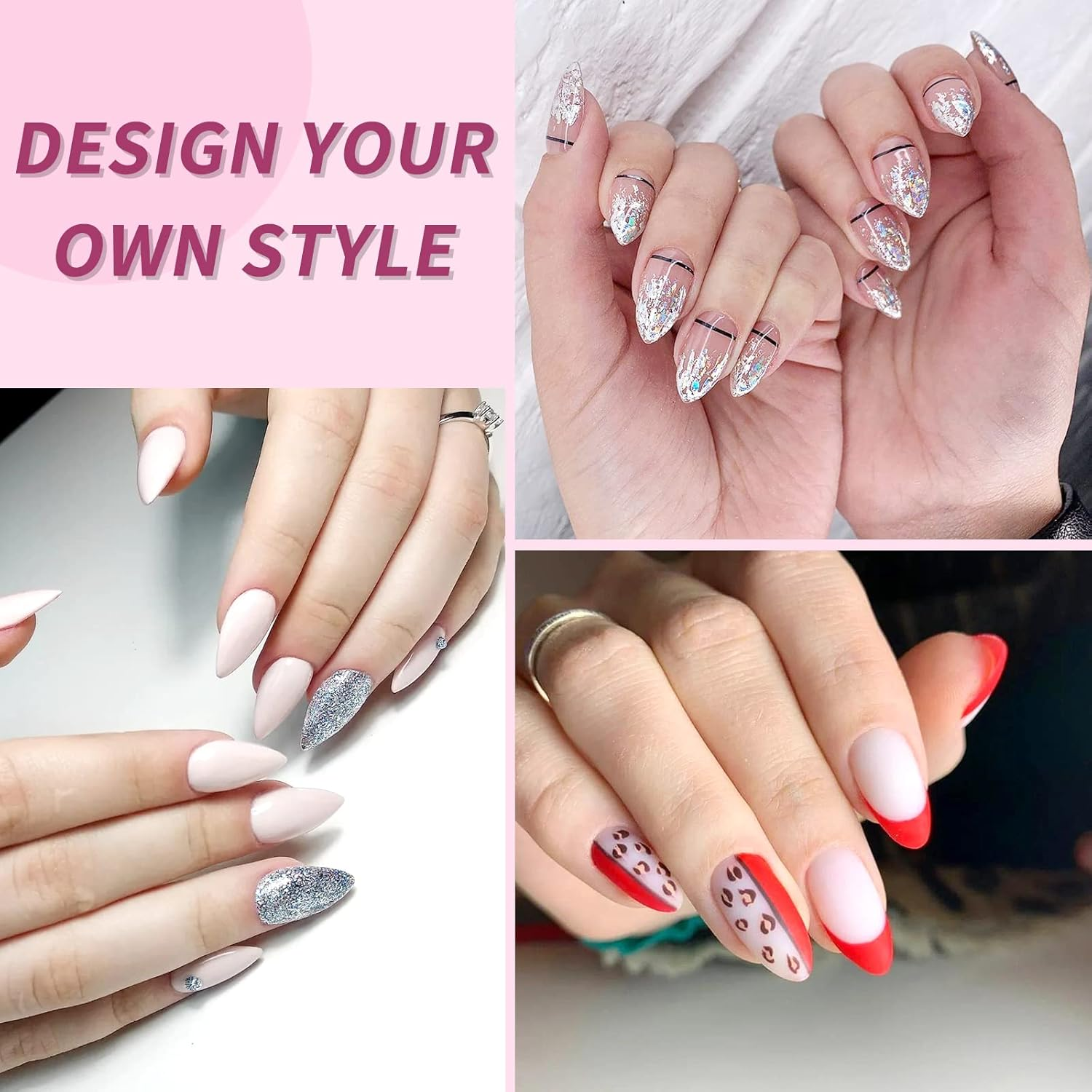 YUNAI Medium Almond Nail Tips - Soft Nail Extension Tip Kit, Pre-Shape Half Matte Full Cover Medium Almond Press on False Nail Tips for Nail Extension Home Salons DIY Nail Art - 10 image number 2