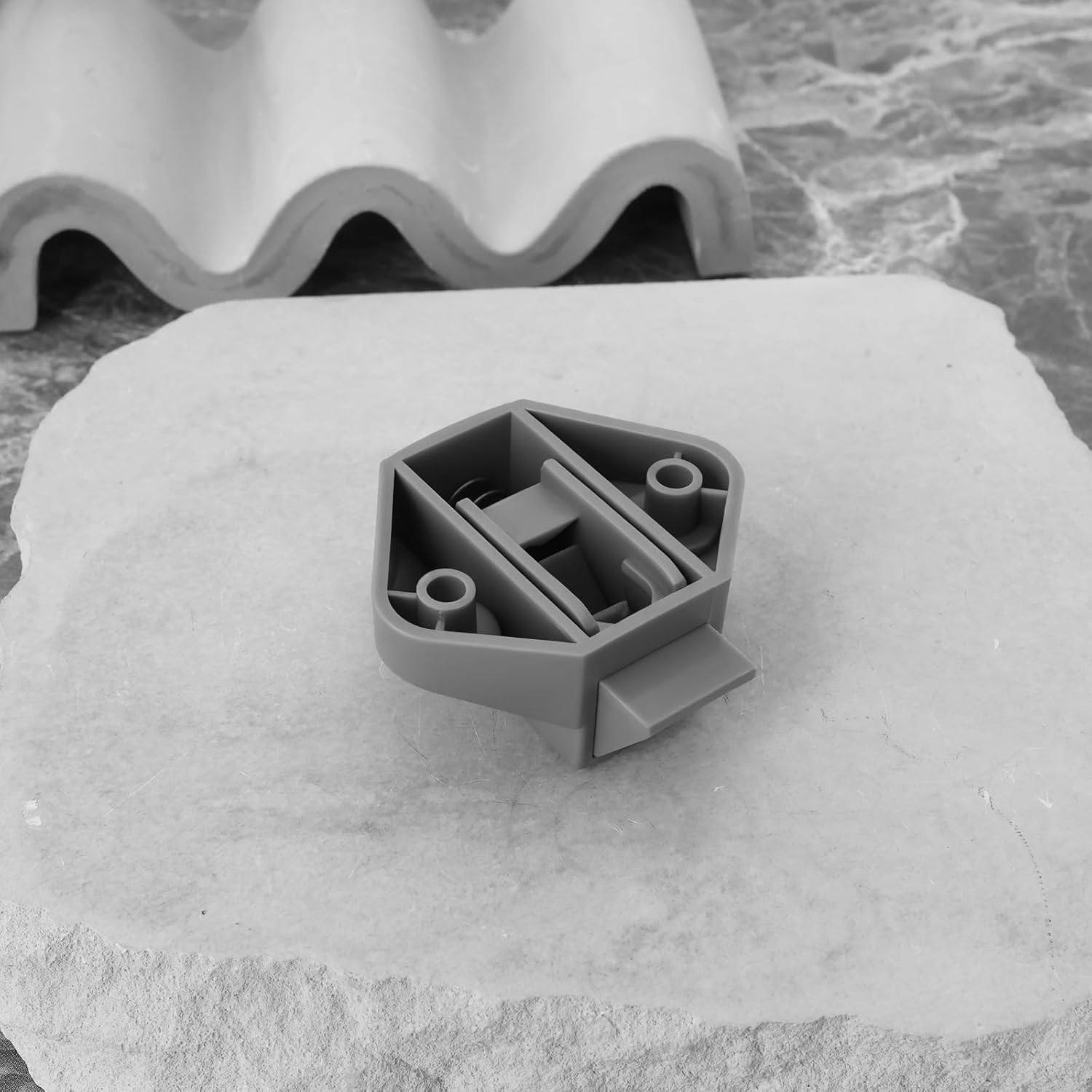 SING F LTD 2Pcs Grey Cupboard Door Handle Nylon Base Half Moon Push Lock Latch Knob Base Push Lock Base Cabinet Locks Handle Base for Car RV Caravan Boat Cupboard Drawers image number 4