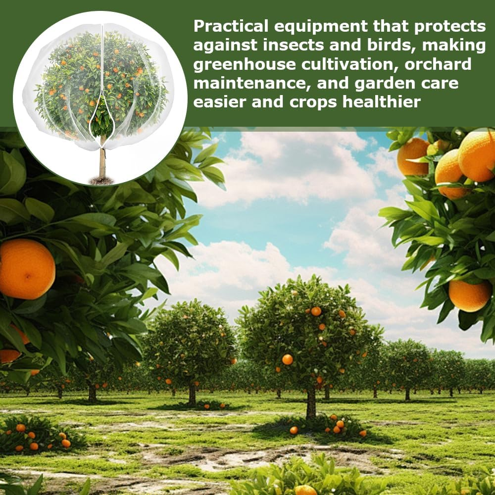 Large Fruits Tree Netting, Breathable Fruit Tree Netting Cover &ndash; Upgraded Zipper & Drawstring for Pest & Bird Protection, Frost-Resistant Plant Cover for Vineyards, Citrus Groves, and Home Gardens image number 3