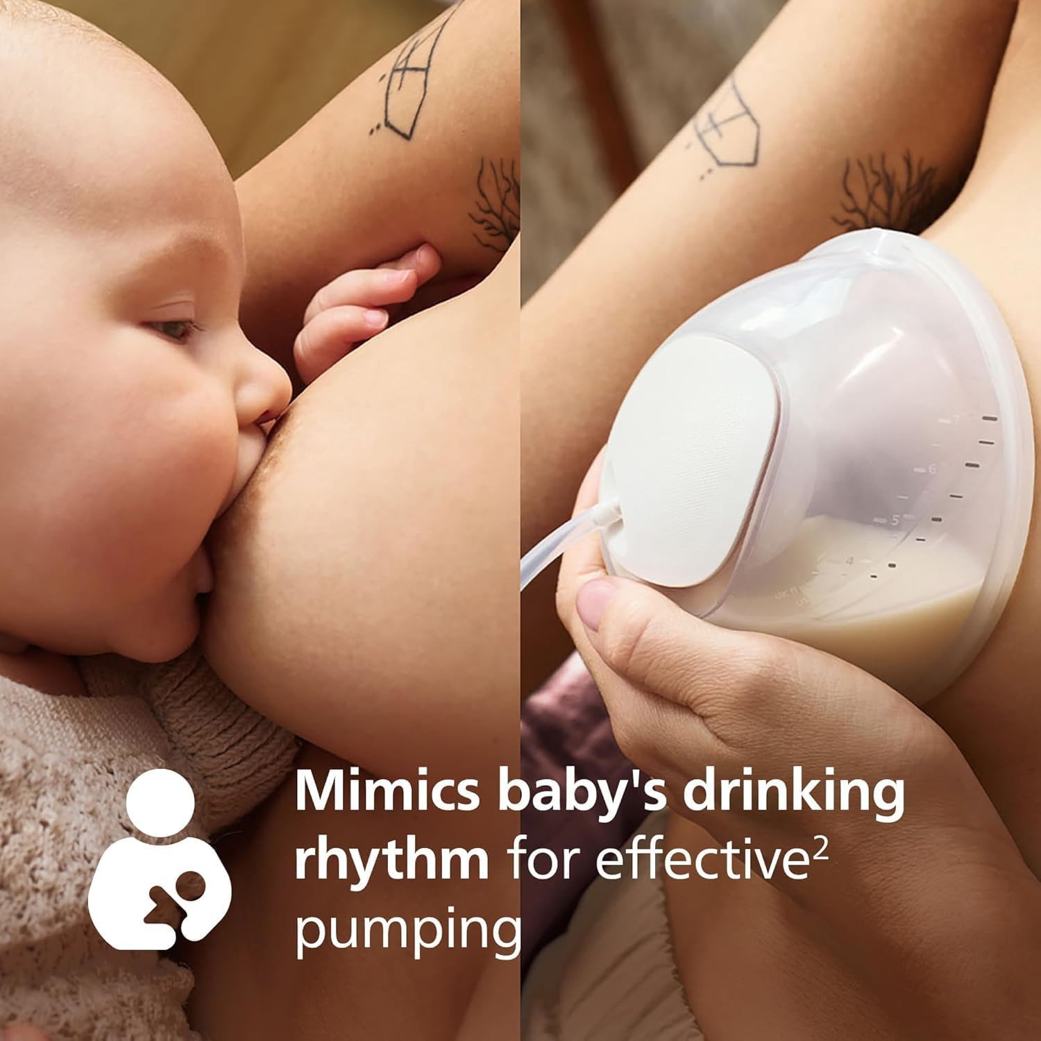 Philips Avent Hands-Free Double Electric Breast Pump, Hospital-Strength Motor, Mimics Baby'S Drinking Rhythm, Pumps up to 85 Times per Minute, 2 Collection Cups, Breast Shield (21,24 Mm), 2X Breast Shield, 2X 19Mm Inserts, SCF532/11 image number 1