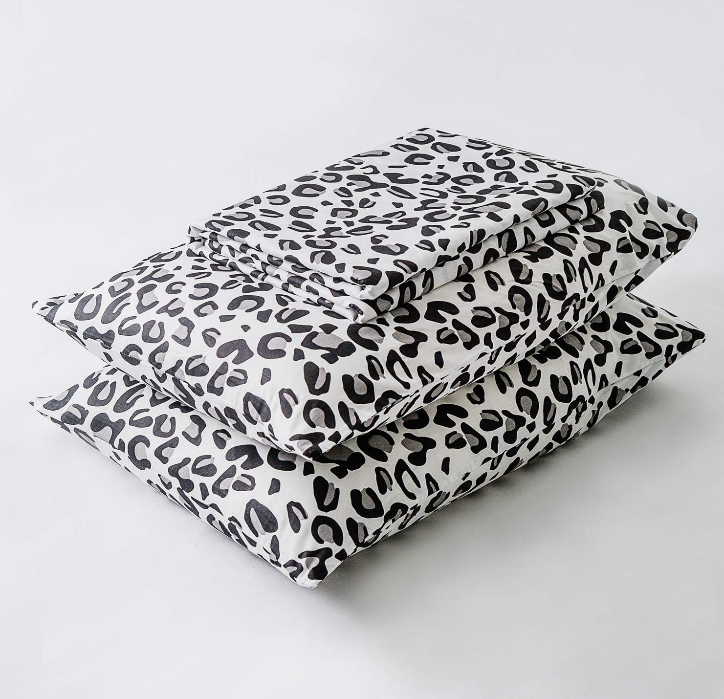 SUSYBAO Black Leopard Duvet Cover King 100% Cotton 3 Pieces Set 1 Grey White Cheetah Patterned Duvet Cover with Zipper Ties 2 Pillowcases Modern Wild Animal Print Bedding Set Soft image number 7