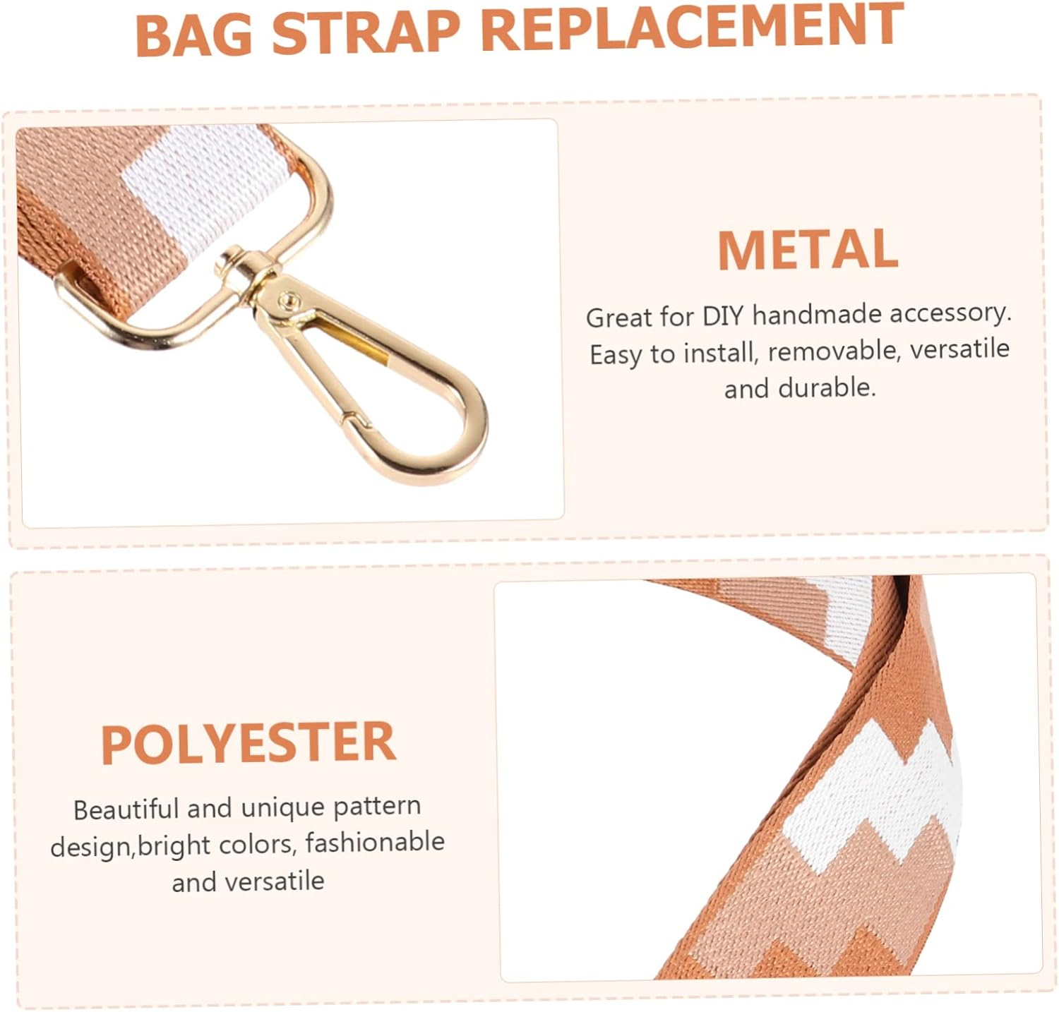 OHPHCALL Fashion Bag Strap for Women Crossbody Messenger Shoulder Bag Strap Decorative Chain - Brown image number 2