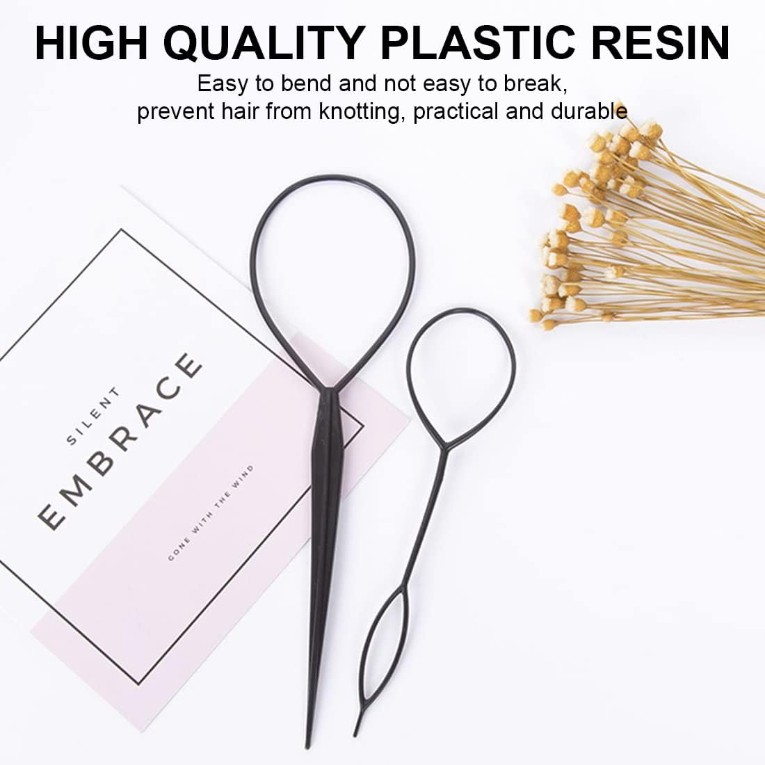 2 Pieces Black Hair Tail Twister Holder Hairstyle Aid Band Black Bun Styler Hair Wister image number 2