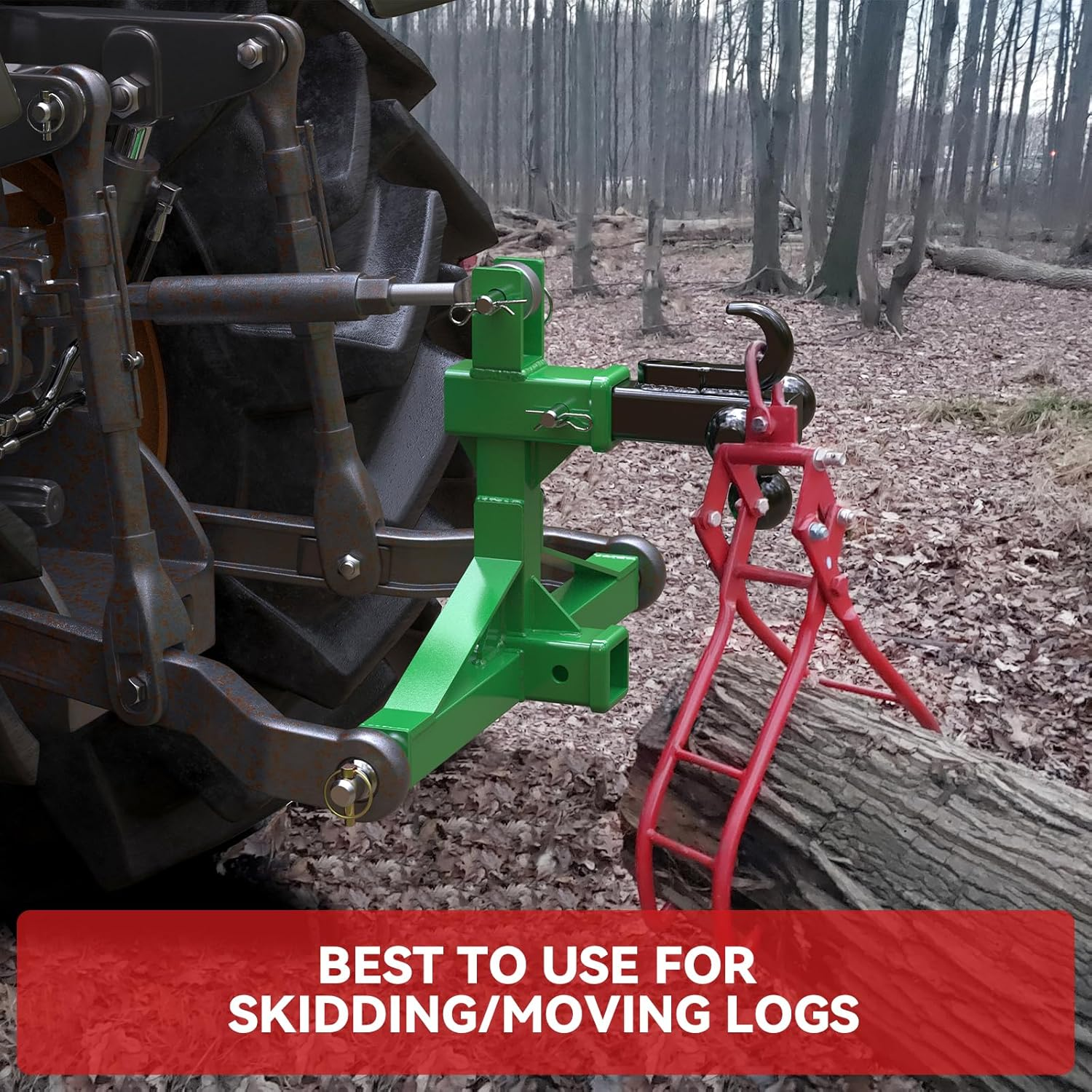 Green 3 Point Hitch Receiver with Dual 2&rdquo; Receiver, 3 Point Trailer Hitch for Tractor, Fit for Standard/5Th Wheel/Goose Neck Connections, 3 Pt Quick Hitch Farm Equipment and Subcompact Trailer Hitch image number 6