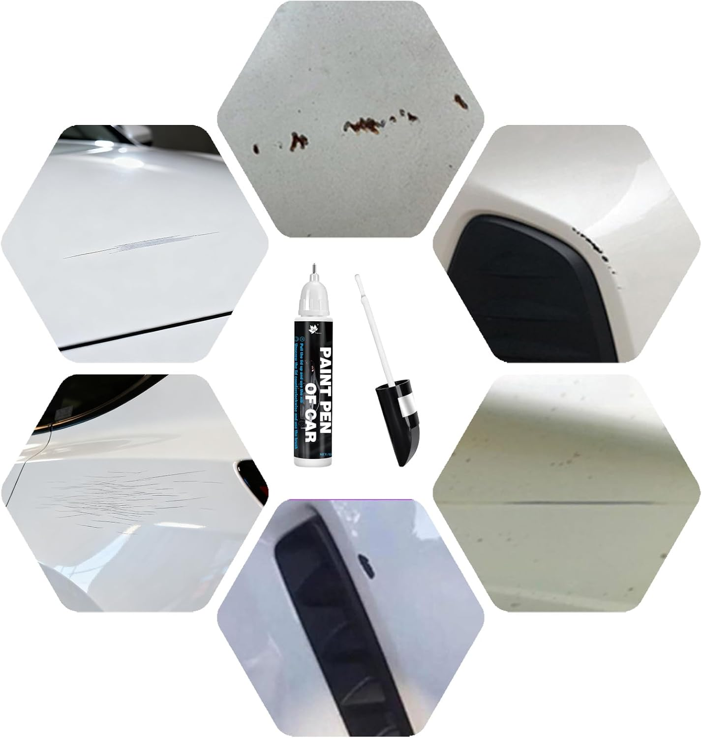 2Pcs Car Scratch Remover, 2-In-1 Touch up Paint Pen. the Paint Touch up Pen Is Used for Car Scratch Repair, Such as Long and Thin, Dot Scratches (White) image number 1