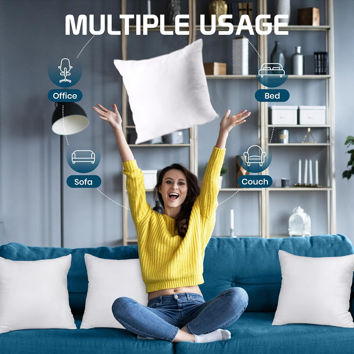 Utopia Bedding Throw Pillows Insert (Pack of 4, White) - Bed and Couch Pillows - Indoor Decorative Pillows (40X40 Cm (Pack of 4)) image number 5