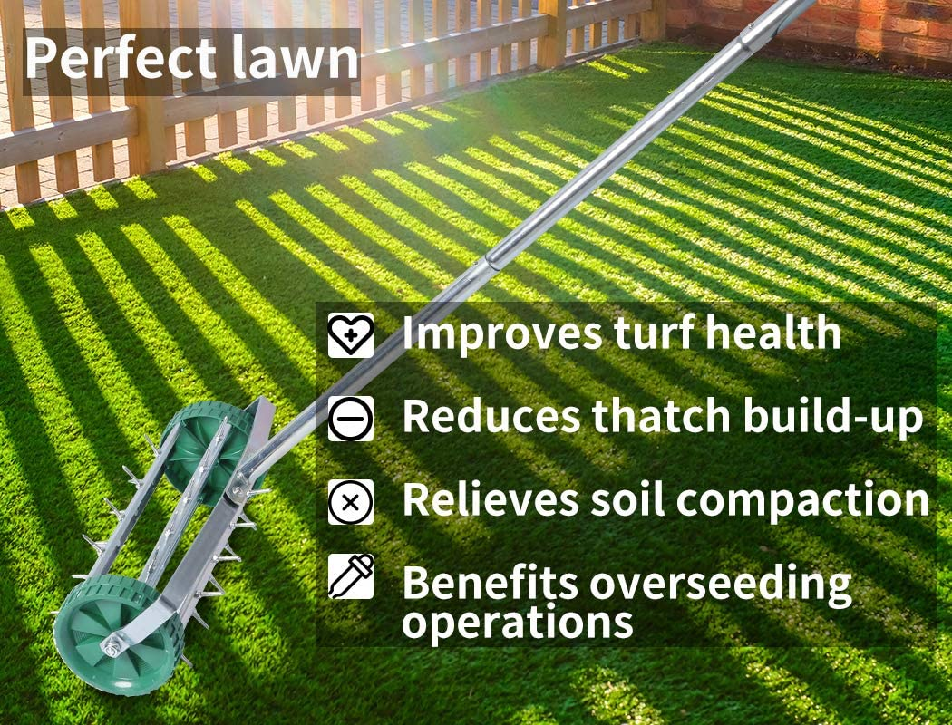 Lawn Aerator Roller Scarifier Rolling Steel Spike Tool Rolling Steel Spike Tool for Garden, Yard, Farm Grass, Suitable for Aerator Roller Scarifier, with 27 Galvanized Spikes image number 3