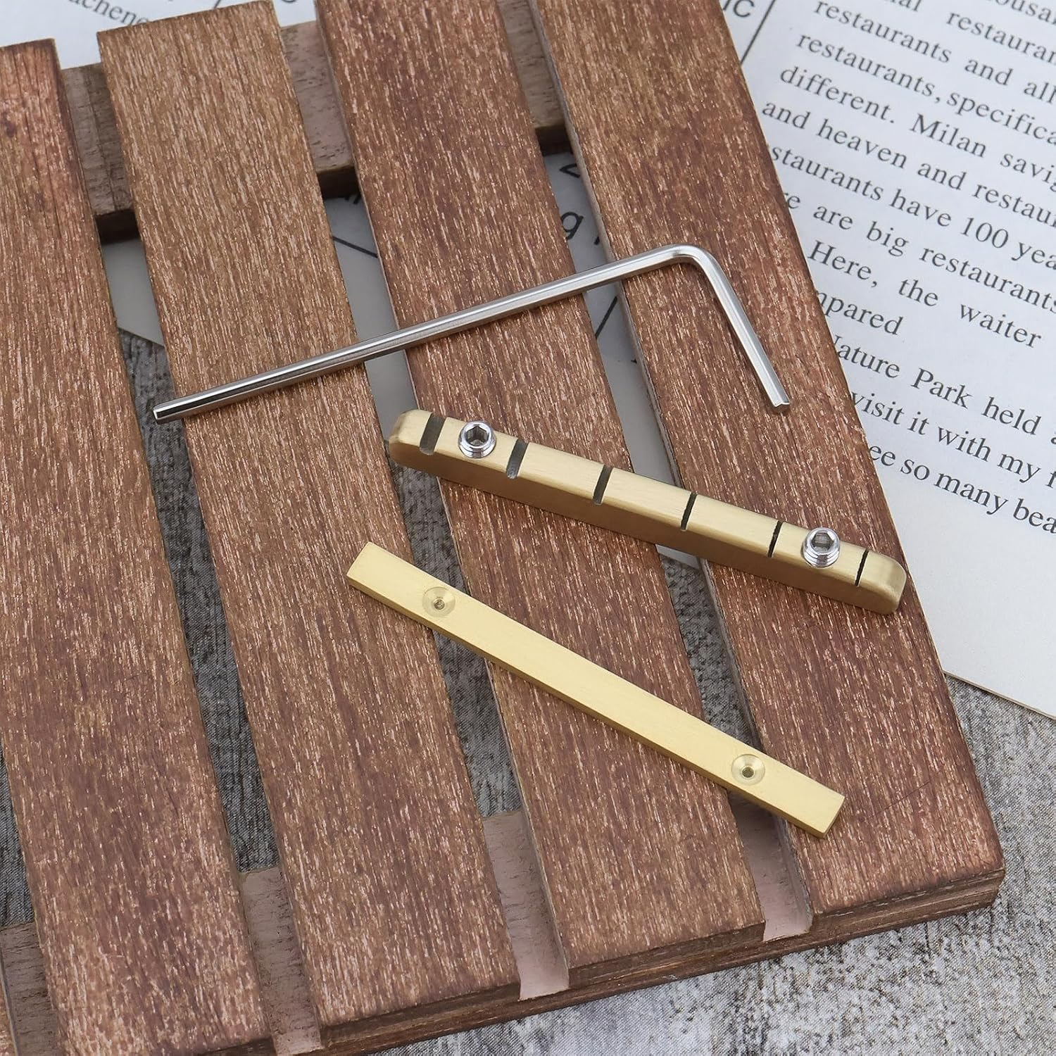 YINETTECH Electric Guitar Brass Bridge Nut 42Mm Height Adjustable Electric Guitar Nut 6 String Guitar Nut Suitable for ST TL Style Electric Guitar