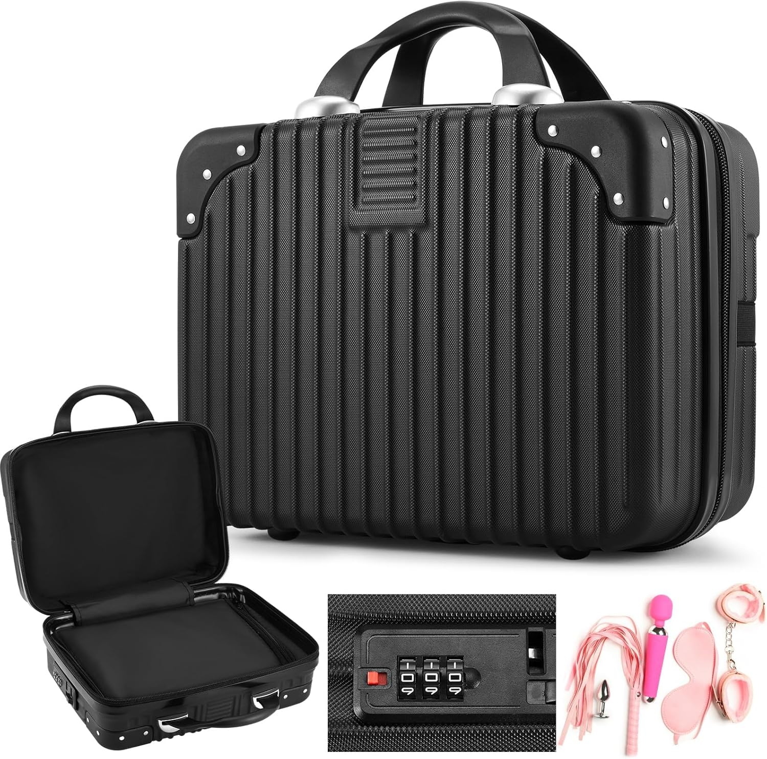 Kitchess Adult Game Toy Storage Organizer, 14-Inch Toy Container with Combination Lock, Locking Case for Storag Private Toy for Women and Men, 33X23X15Cm