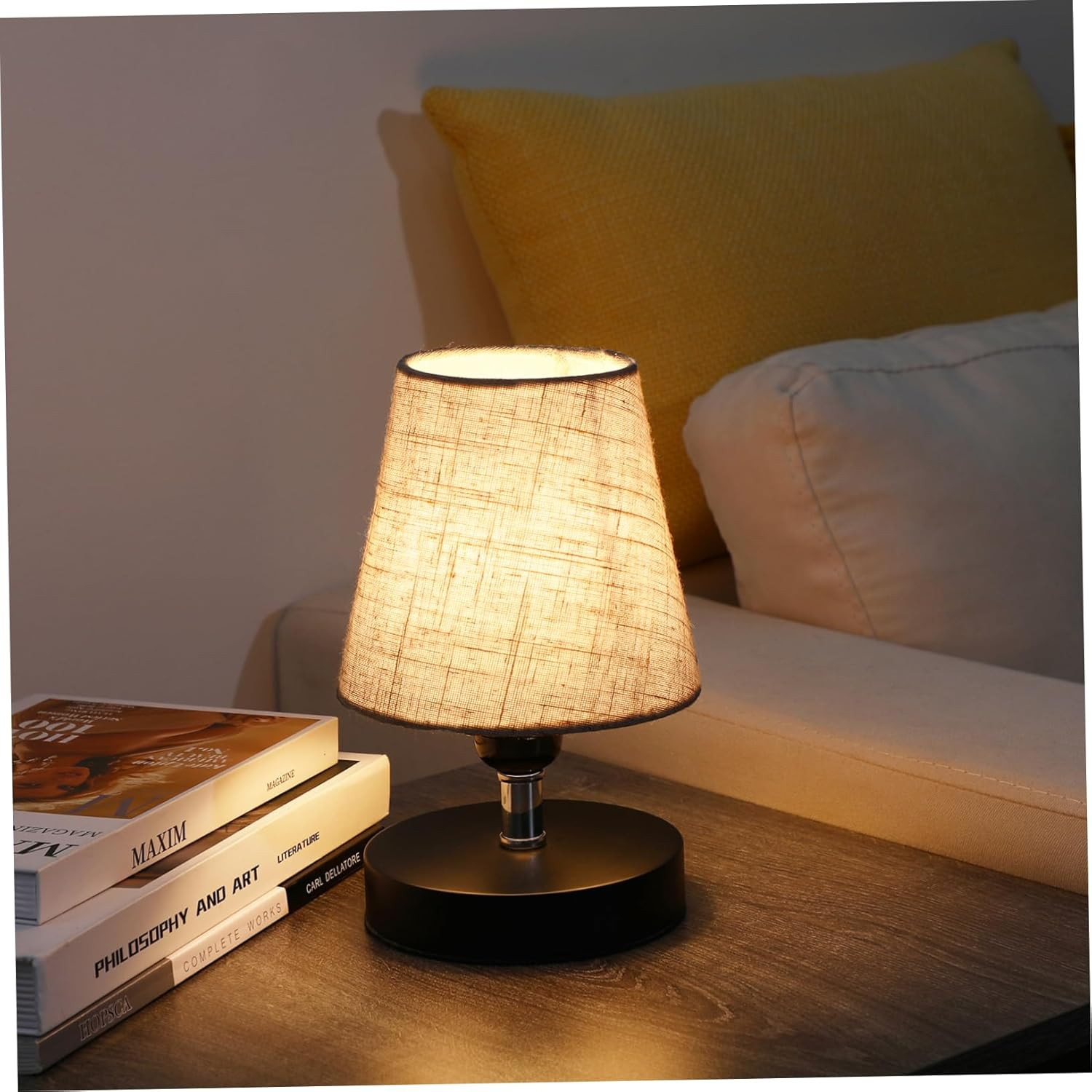 Gadpiparty 2Pcs Cloth Lamp Shades Modern Lampshade Linen Burlap Lamp Shades Fabric Lampshade for Table Lamps Linen Bedroom Bedside, Small Shade, 5.5X5.5X5.1Inch image number 1