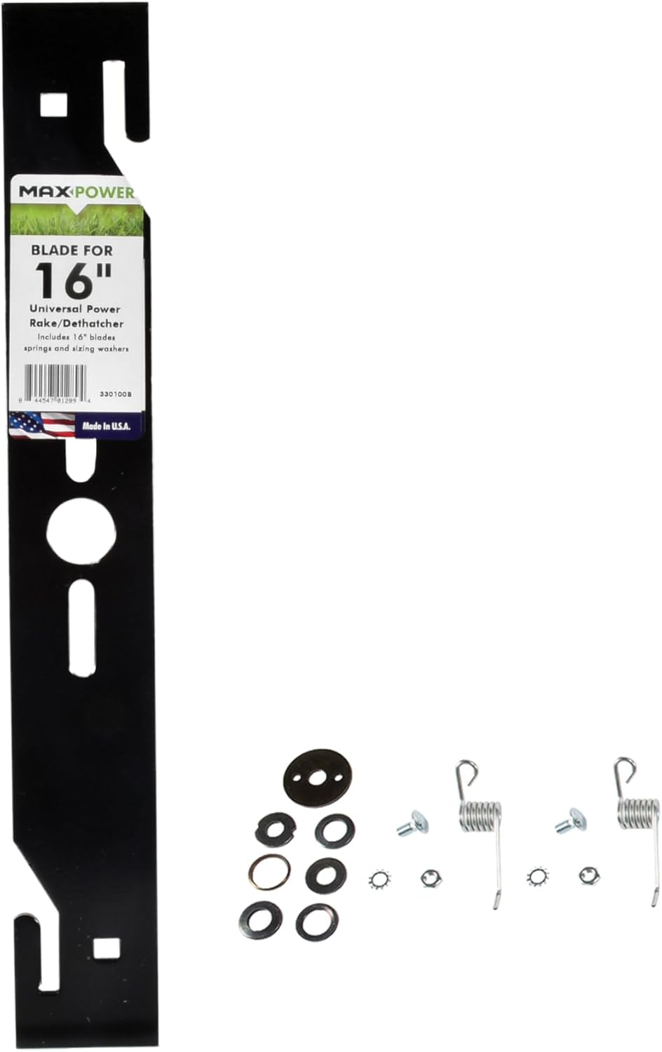 Maxpower 330100B 16" Universal Power Rake/Dethatcher Lawn Mower Blade, Black image number 2