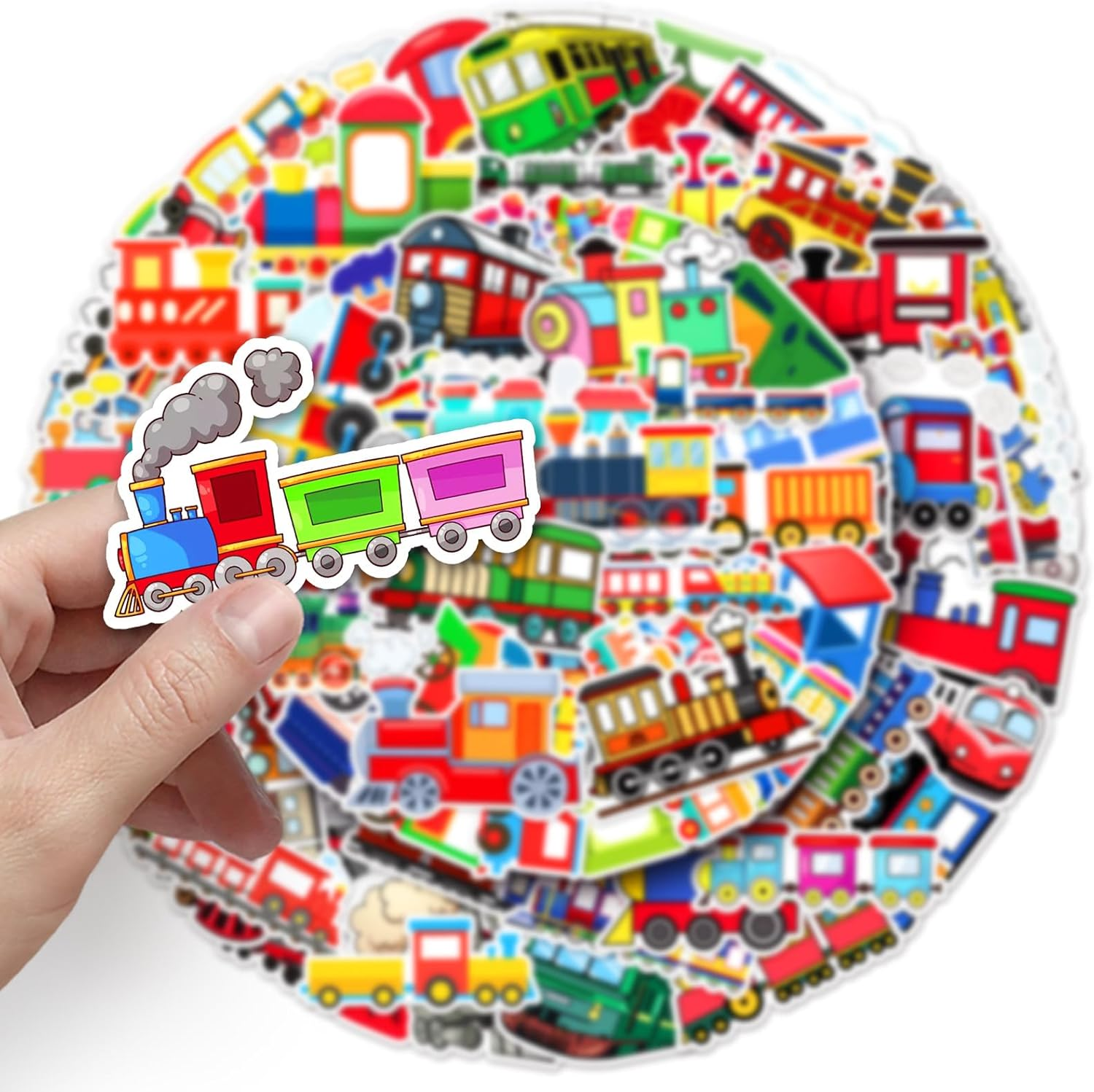 100 PCS Train Stickers Vinyl Waterproof Stickers for Boys,Girls,Kids,Children,Teens,Adults Decals for Laptop,Phone,Luggage,Computer,Skateboard,Bicycle,Water Bottle - Cute Hand-Painted Small Cat Stickers image number 5