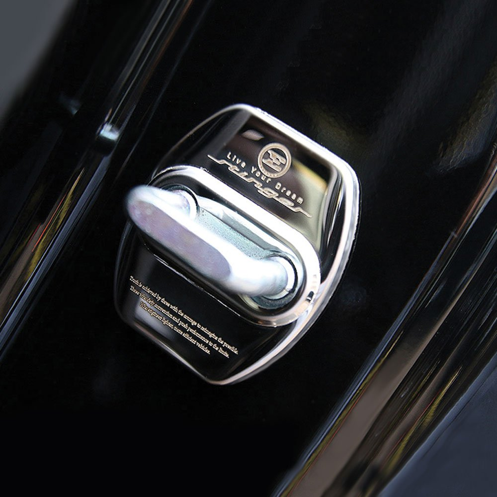 Four1Korea Stainless Steel Car Door Lock Striker Cover Decoration and Protection Buckle Trim for Kia Stinger 2017 2018 (Silver) - Blue image number 3