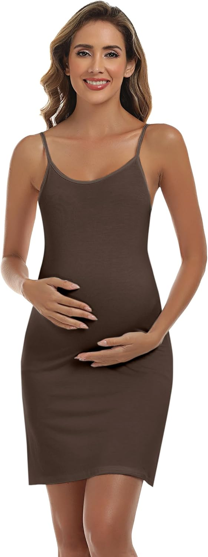 COSYOU Womens Cotton Mini Dress Maternity Slip Dress Spaghetti Strap Camisole Sleeveless Nightgowns