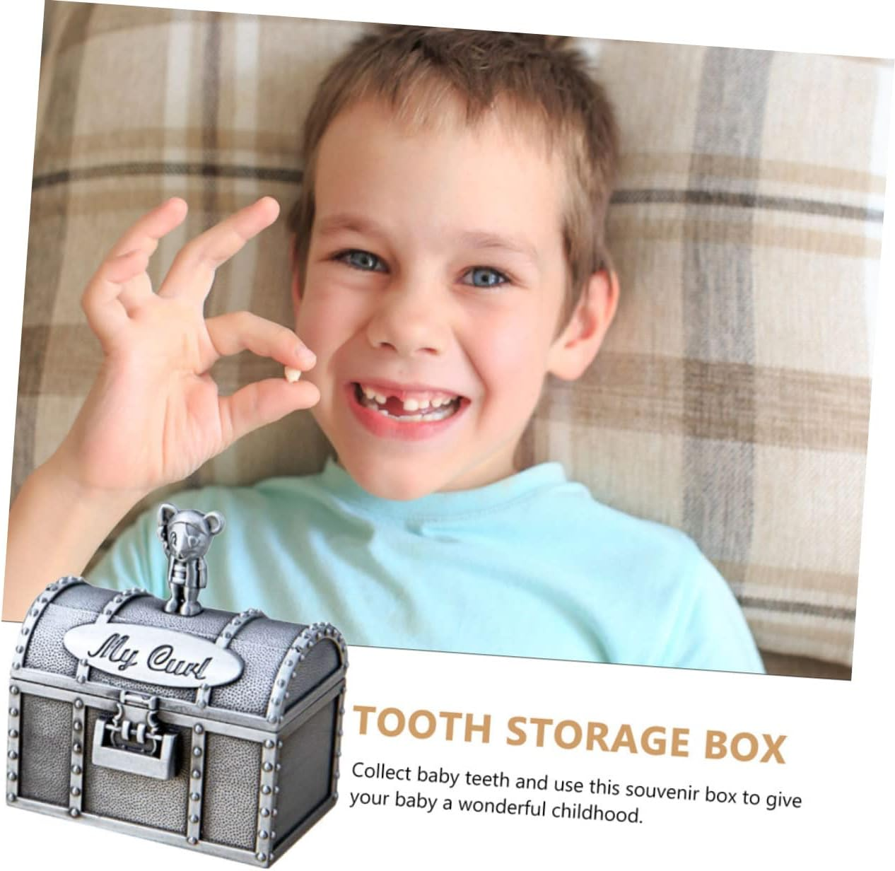 2Pcs Baby Teeth Keepsake Box and Curl Storage Containers for Boys and Girls Tooth Curl Boxes Secure Closure Suitable For image number 5