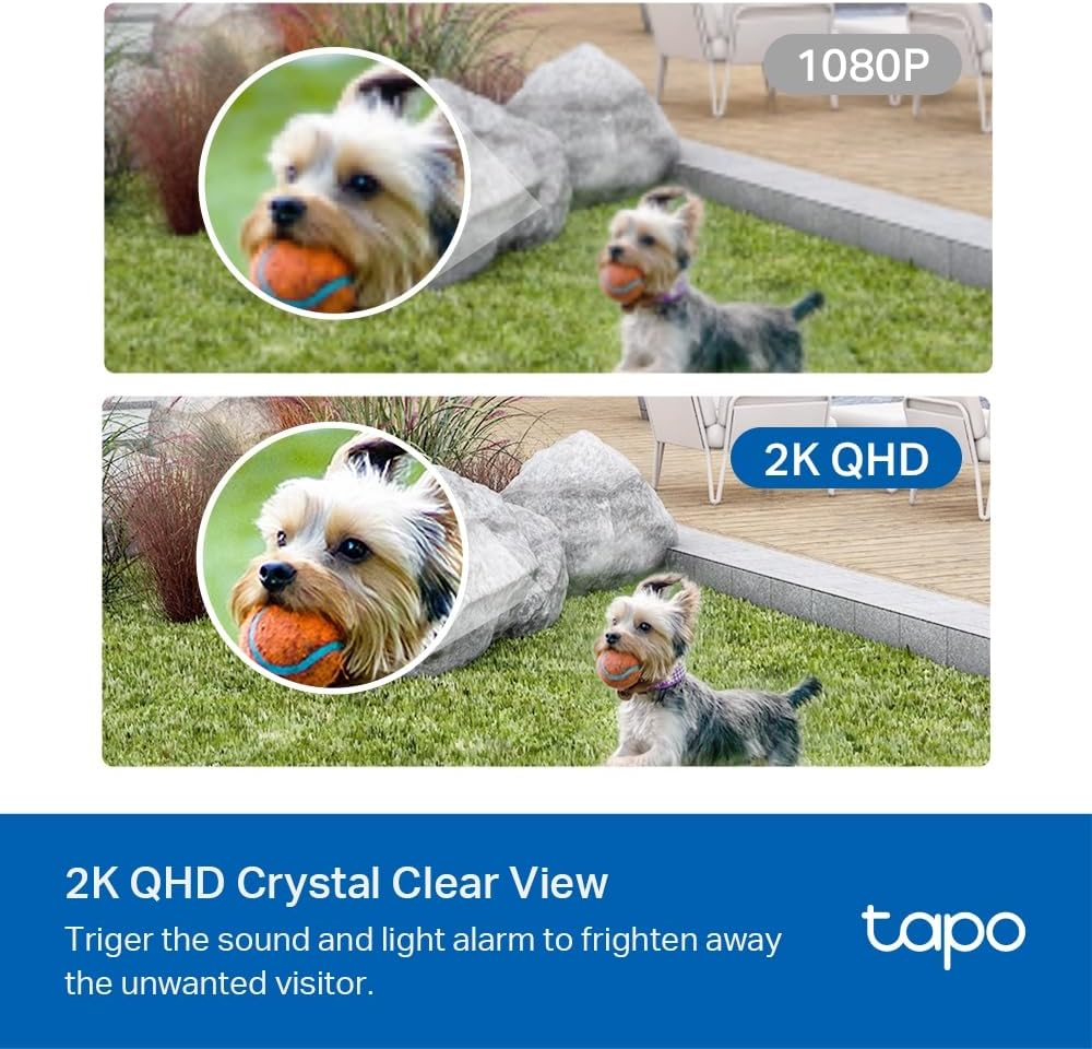 Tapo Tp-Link Security Wi-Fi Camera, Wireless, 2K QHD, 4MP, Colour Night Vision, Smart Free AI Detection and Notification, Light and Sound Alarm, Local Storage, IP65, Hub Included, 4-Pack(Tapo C420S4) image number 6