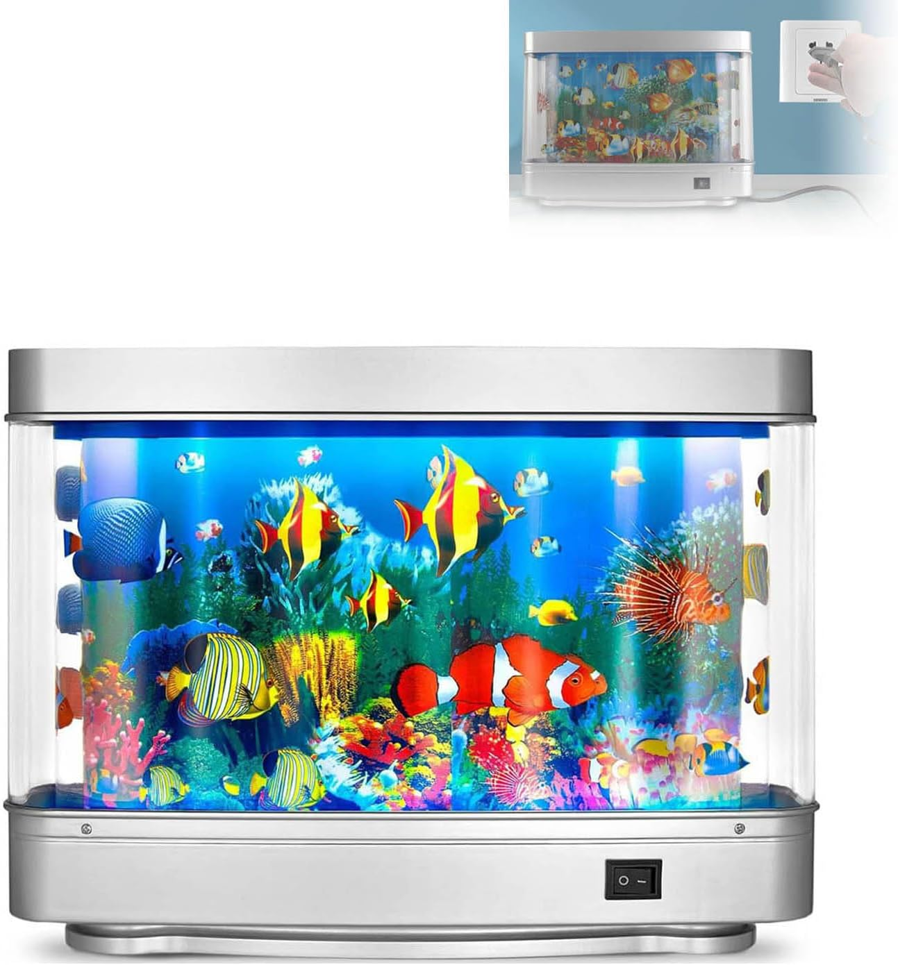 Artificial Fish Tank with Moving Fish,Fake Fish Tank Mini Aquarium,Perfect Sensory Lamp,Seabed World Lamp Lighting Move Aquarium image number 3