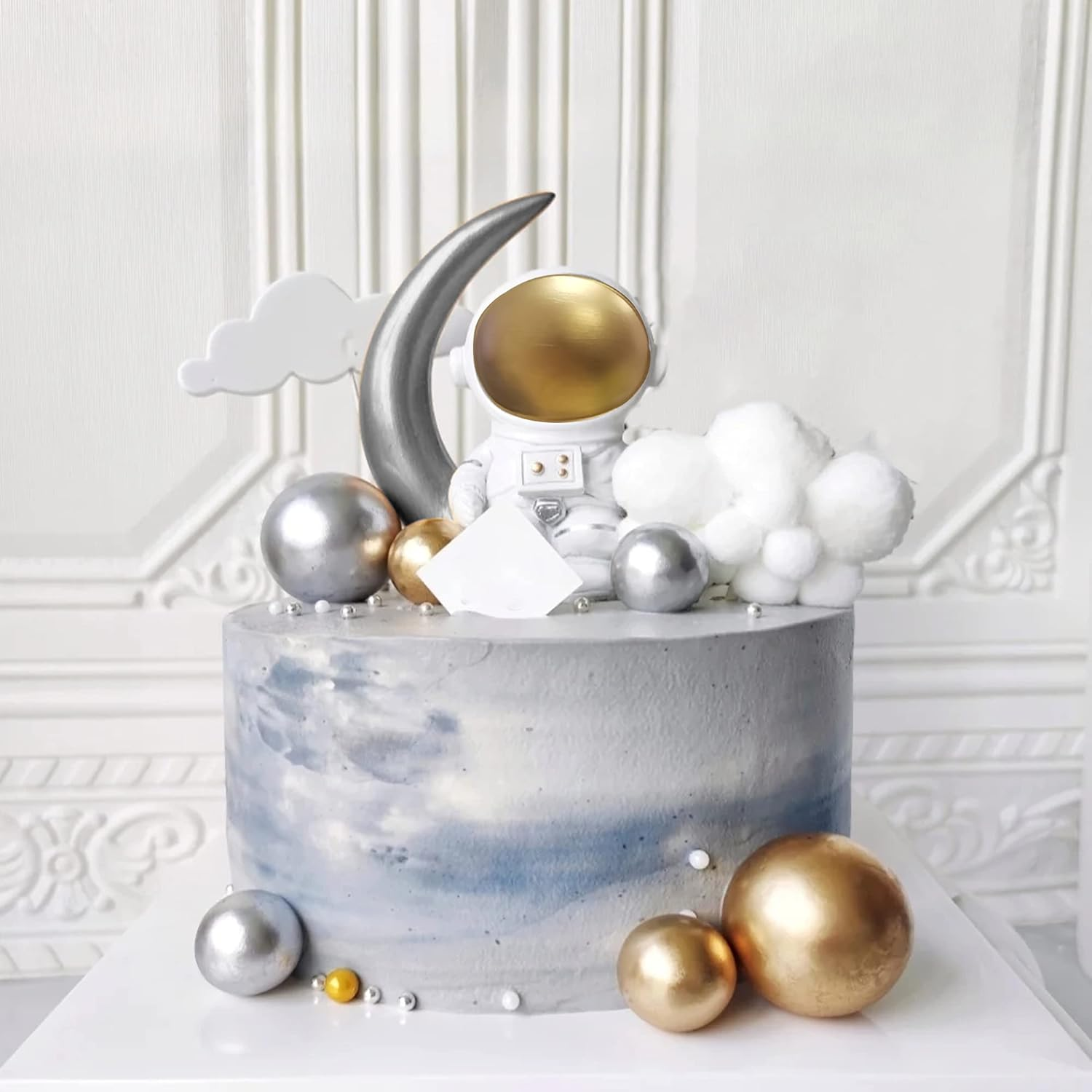 19 PCS Astronaut Figurines Cake Topper Star Cake Topper Happy Birthday Cake Topper for Outer Space Theme Party Kids Birthday Party image number 6