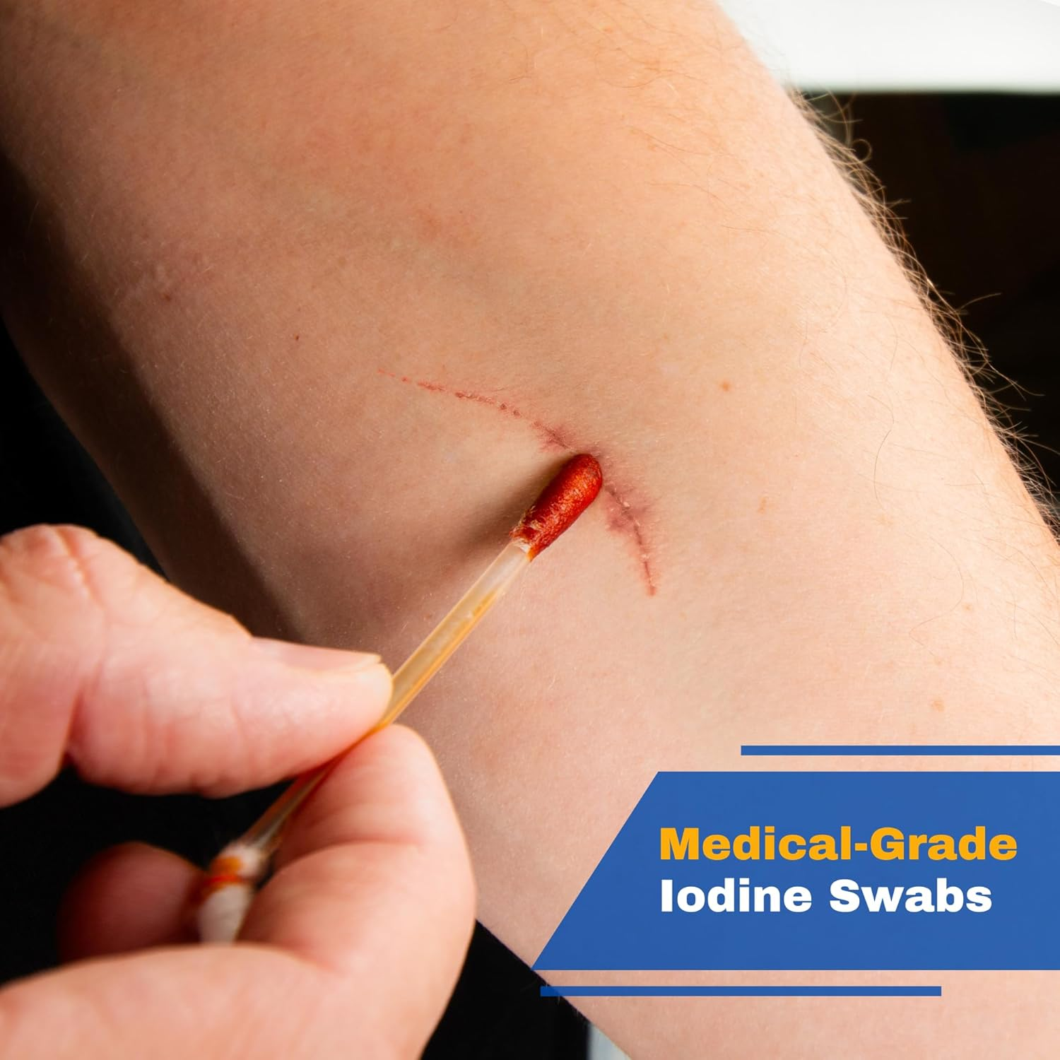 Frontline Povidone Iodine Swabs, Antiseptic Swabsticks, Iodine Solution, Cleansing Cotton Swab, Individually Wrapped Medical Supplies, Wound Care, First Aid, Wound Cleaner, Box of 50