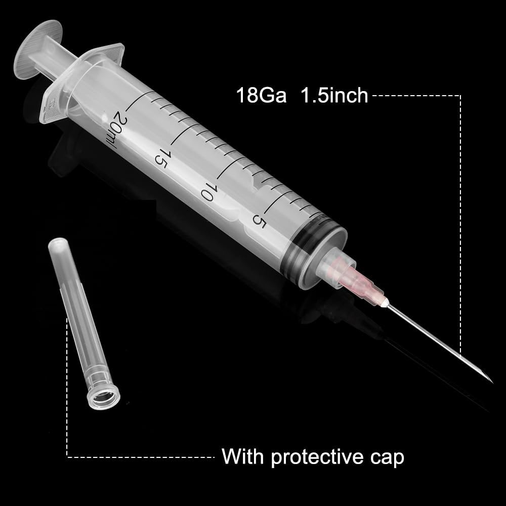 24 Pack Disposable 20Ml/Cc Syringes with Needle 18G 1.5&rdquo;, Sterile Measuring Syringe Tool Individually Packaged for Scientific Labs, Epoxy Resin, Craft, Machine Oil, Ink or Glue Applicator image number 6