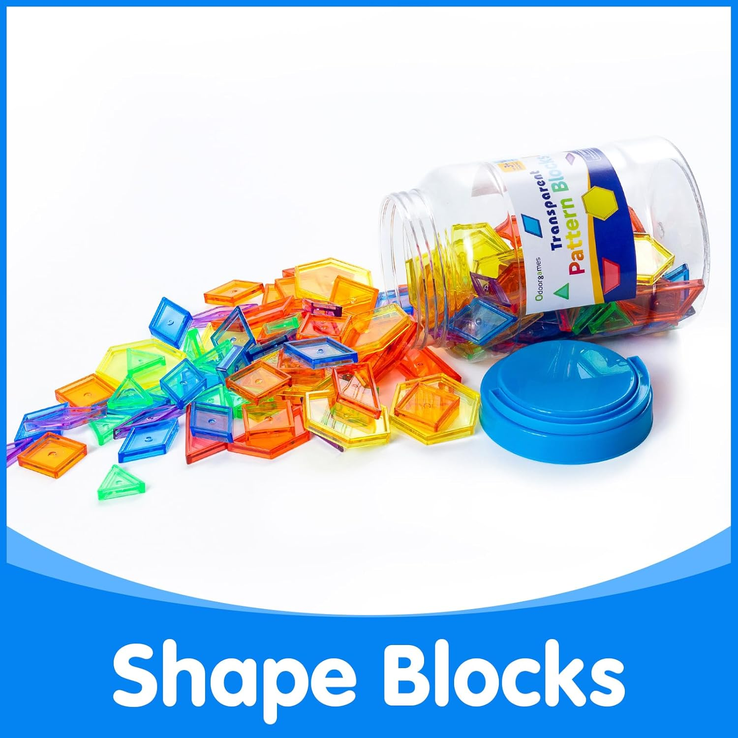 140 Pcs Translucent Plastic Pattern Blocks,Shape Blocks,Tanagram Puzzles for Kids,Translucent Toys,Light Table Manipulatives