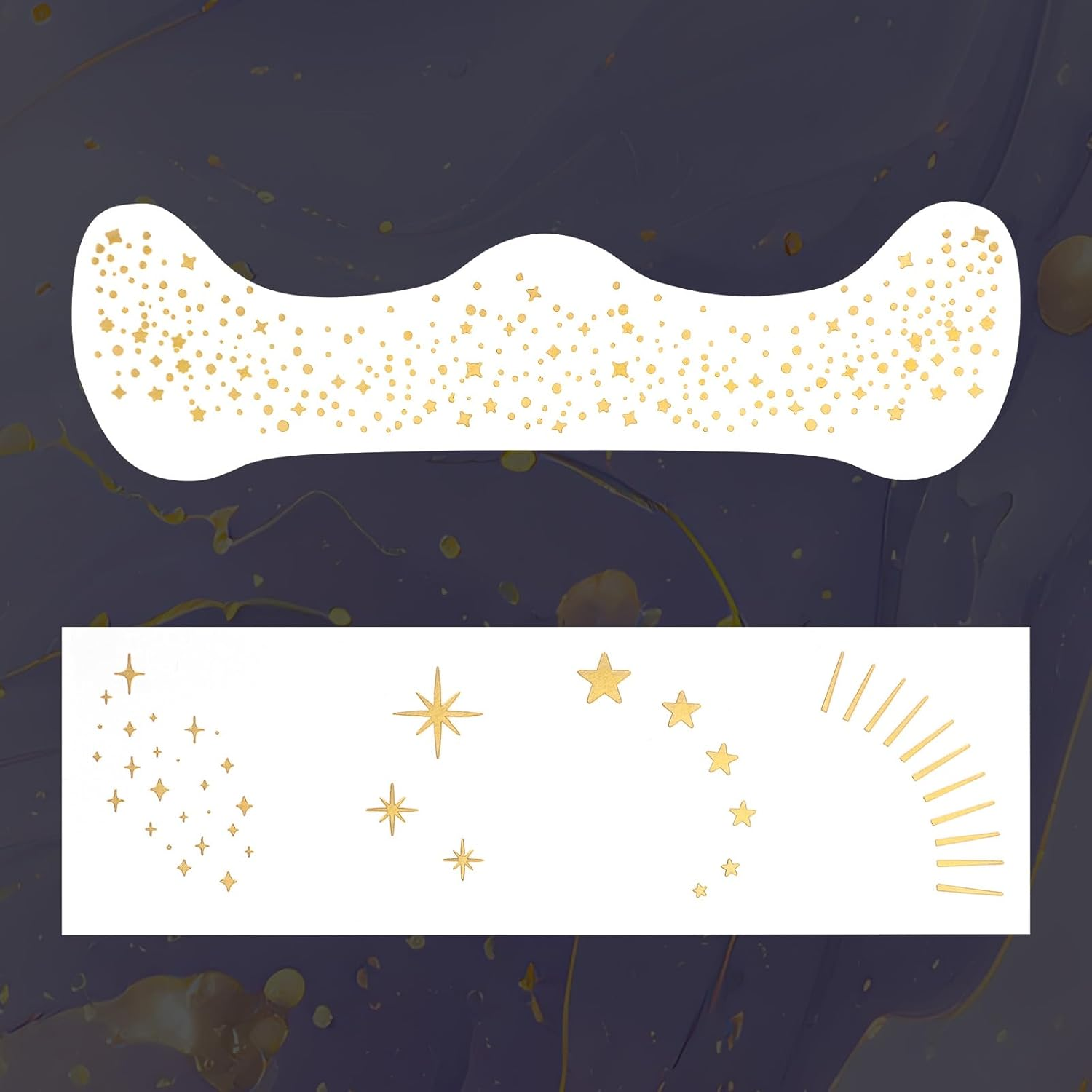 Lasuroa 20Pcs Glitter Freckles Temporary Face Tattoos, 2 Styles Waterproof Freckles Face Tattoo Glitter Makeup Patches for Teens & Women Christmas Halloween Parties (Gold) image number 4