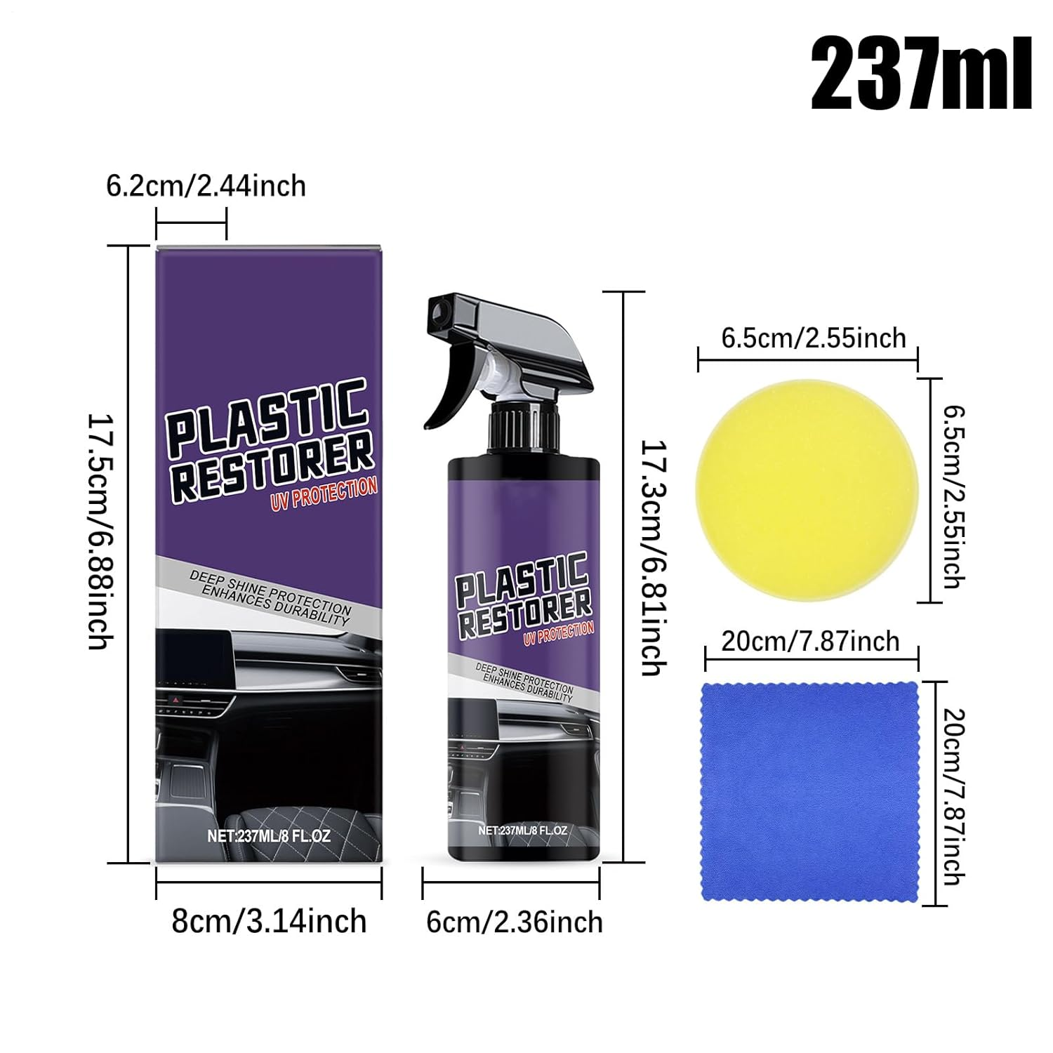 Car Polish - 237Ml Polish Accessories for Interior Renovation, Vehicle Care Supplies with Gloss Finish Scratch Cover Features, Detailing Kit for Dashboard Refurbishment Restoration image number 6