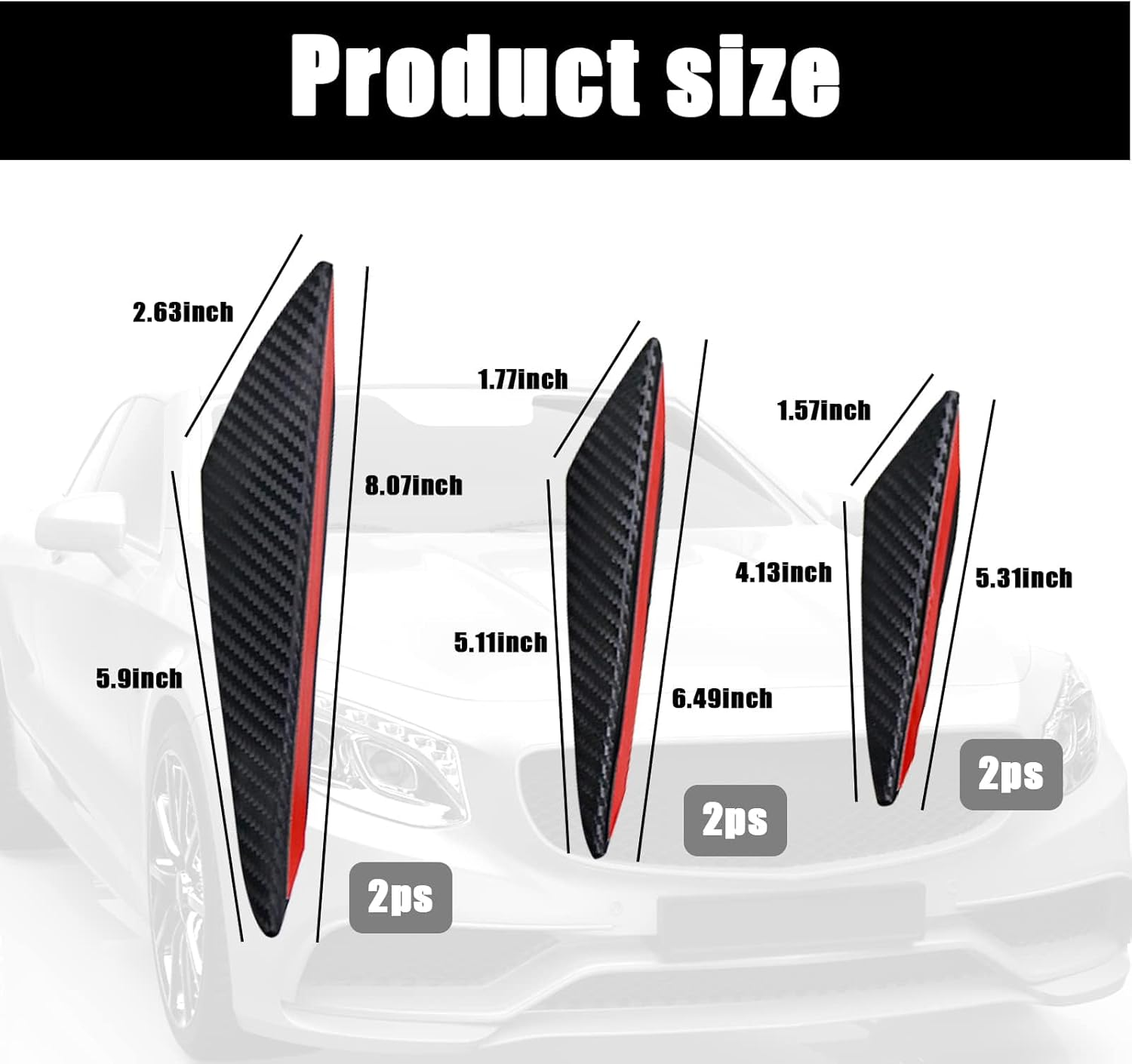 6 PCS Car Spoiler, Car Front Bumper Lip Splitter, Carbon Fiber Spoiler, Car Body Auto anti Collision Strip Decoration, Car Sticker (Carbon Fiber Black) image number 6