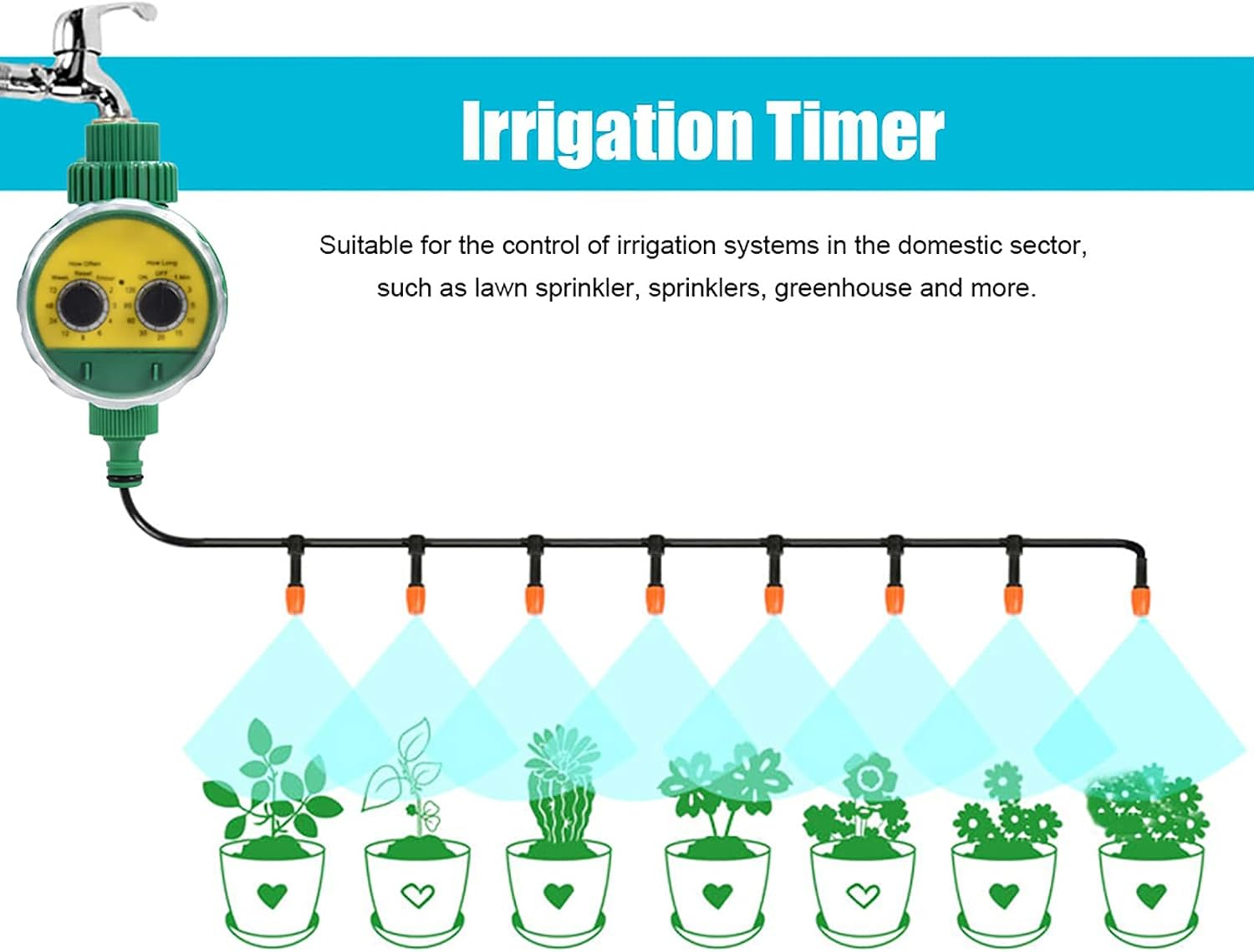 Intelligent Irrigation Timer Multi Function Two Automatic Electronic Watering Timer Garden Irrigation Controller - Hose image number 2