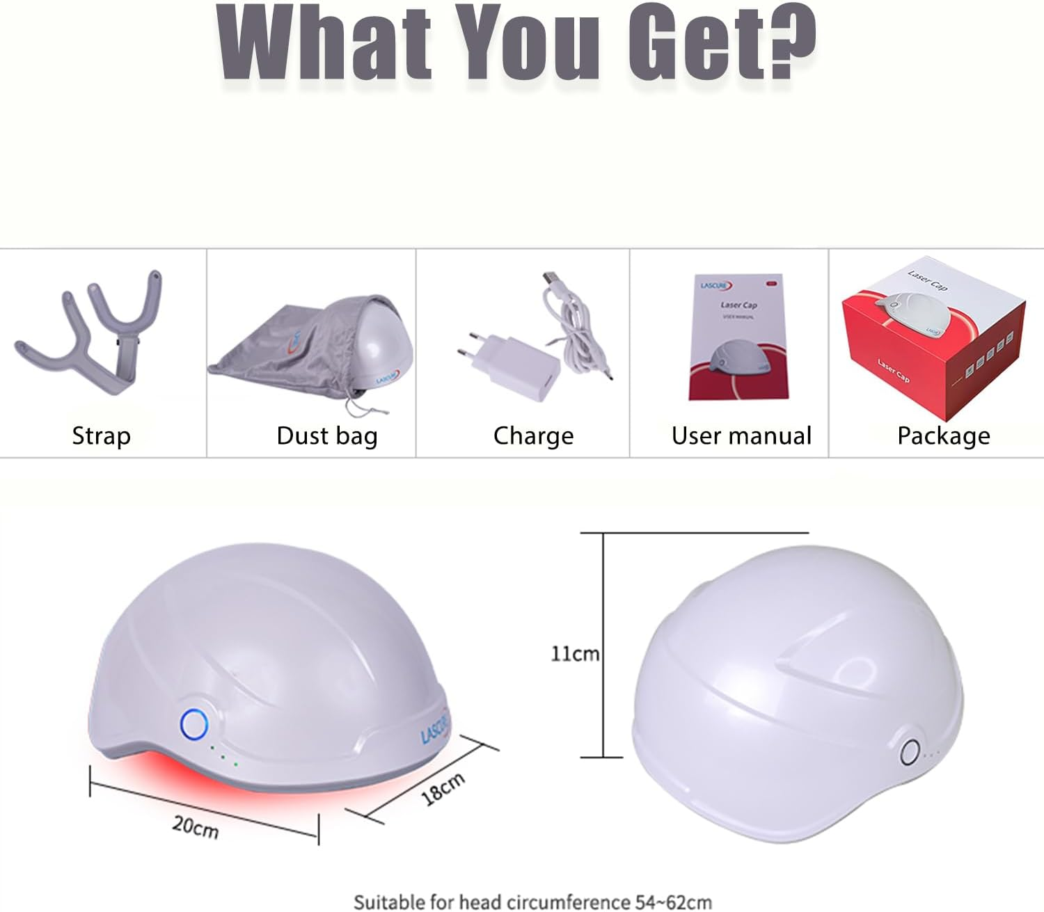 Laser Cap for Hair Regrowth for Men and Women - Wireless Laser Hair Cap Therapy Device, Hair Loss Treatments for Men and Women with Androgenic Alopecia, Light Therapy Hat - Hair Growth Products (WHITE) image number 5