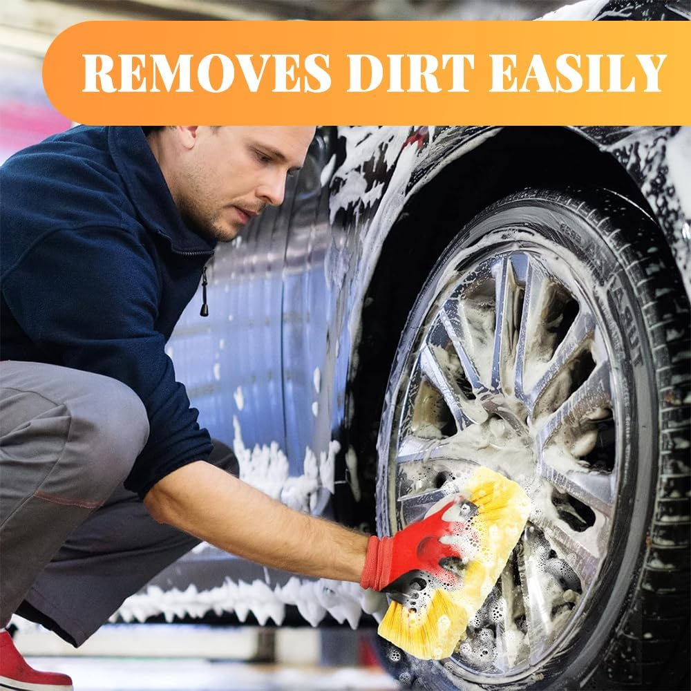 2 Pcs Car Wash Brush Head,Flow Thru Car Cleaning Brush,With Soft Detailing Bristle,Detachable,Portable Wash Brushes,For Auto,Rv,Truck,Boat,Camper,Yacht image number 3