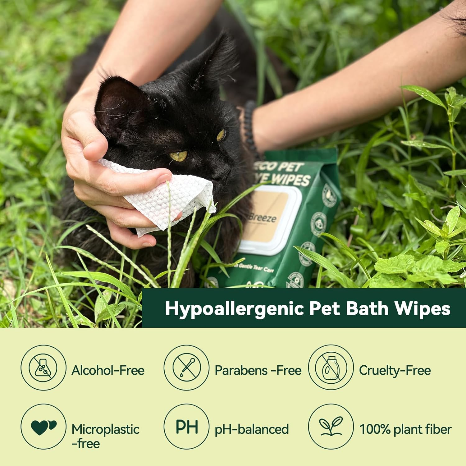 Ozbreeze Pet Eye Wipes &ndash; 100 Count Unscented Tear Stain Remover | Natural Coconut Oil, Kakadu Plum, Cranberry, Provitamin B5 Formula | Gentle Eye Cleaning Pads for Discharge, Mucus & Saliva Stains image number 4